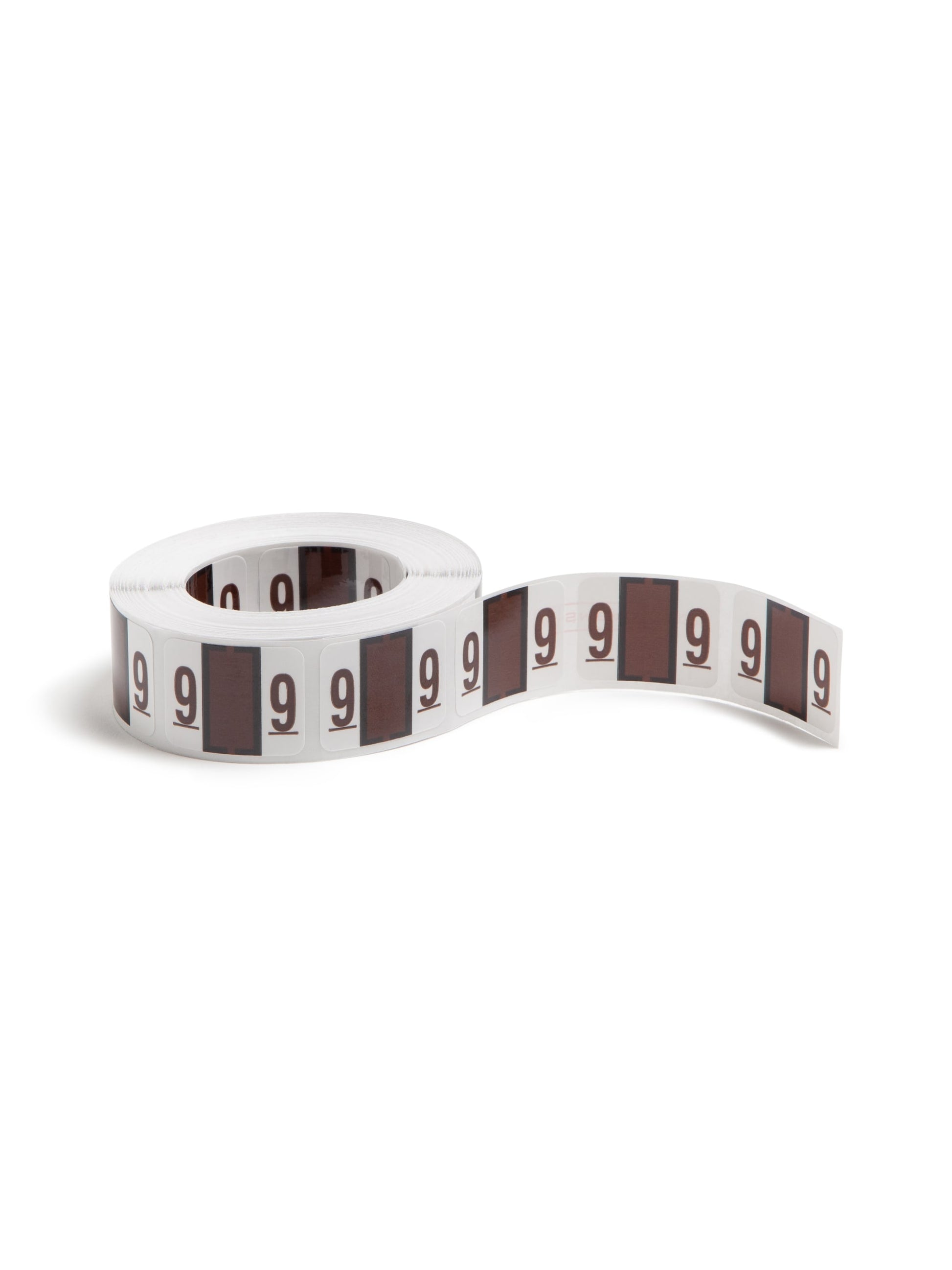 BCCRN Bar Style Color-Coded Numeric Labels, 0-9 Rolls, Brown Color, 1-1/4" X 1" Size, Set of 1, 086486673792