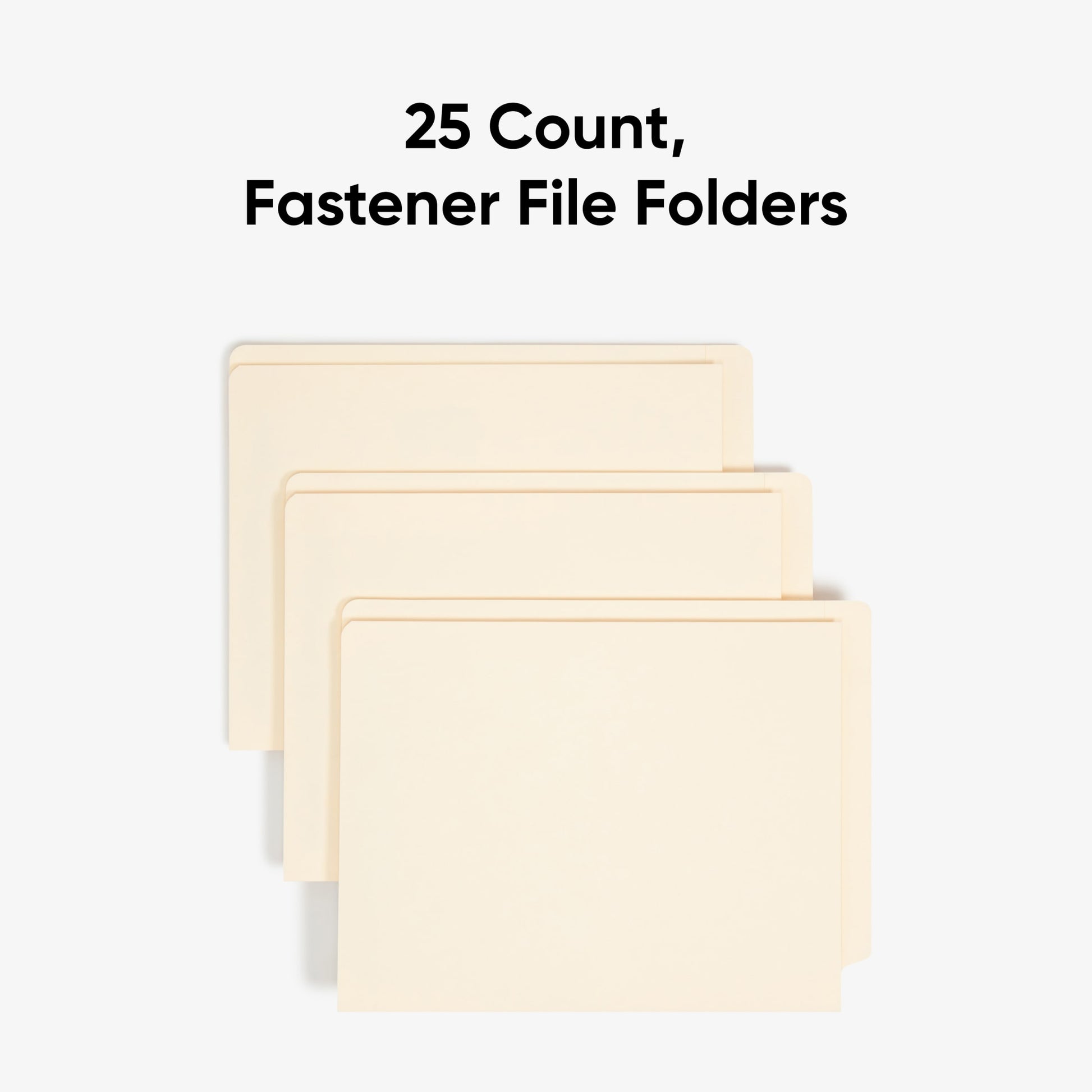 Fastener File Folders, Straight Cut, 1 Pocket, Manila, Letter, Manila Color, Letter Size, Set of 25, 086486340991