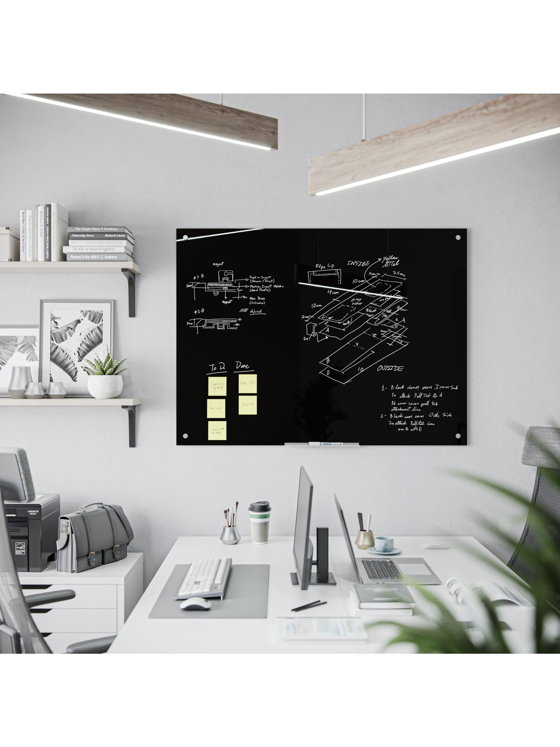 Frameless Glass Non-Magnetic Dry Erase Board, N/A, Black, 4 x 3, 4 x 3, Black, 4 X 3 Size, Set of 1, 812296021719