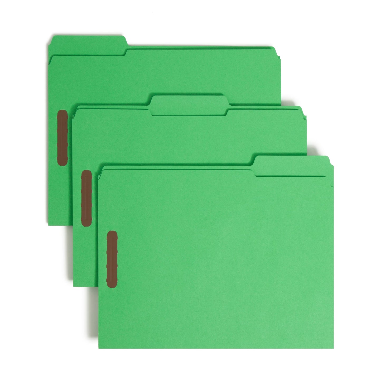 Reinforced Tab Fastener File Folders, 1/3-Cut Tab, 2 Fasteners, Green Color, Letter Size, Set of 50, 086486121408