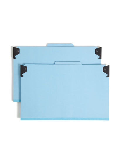 FasTab®/SafeSHIELD® Hanging Classification File Folders, 2 Dividers, Blue Color, Legal Size, 