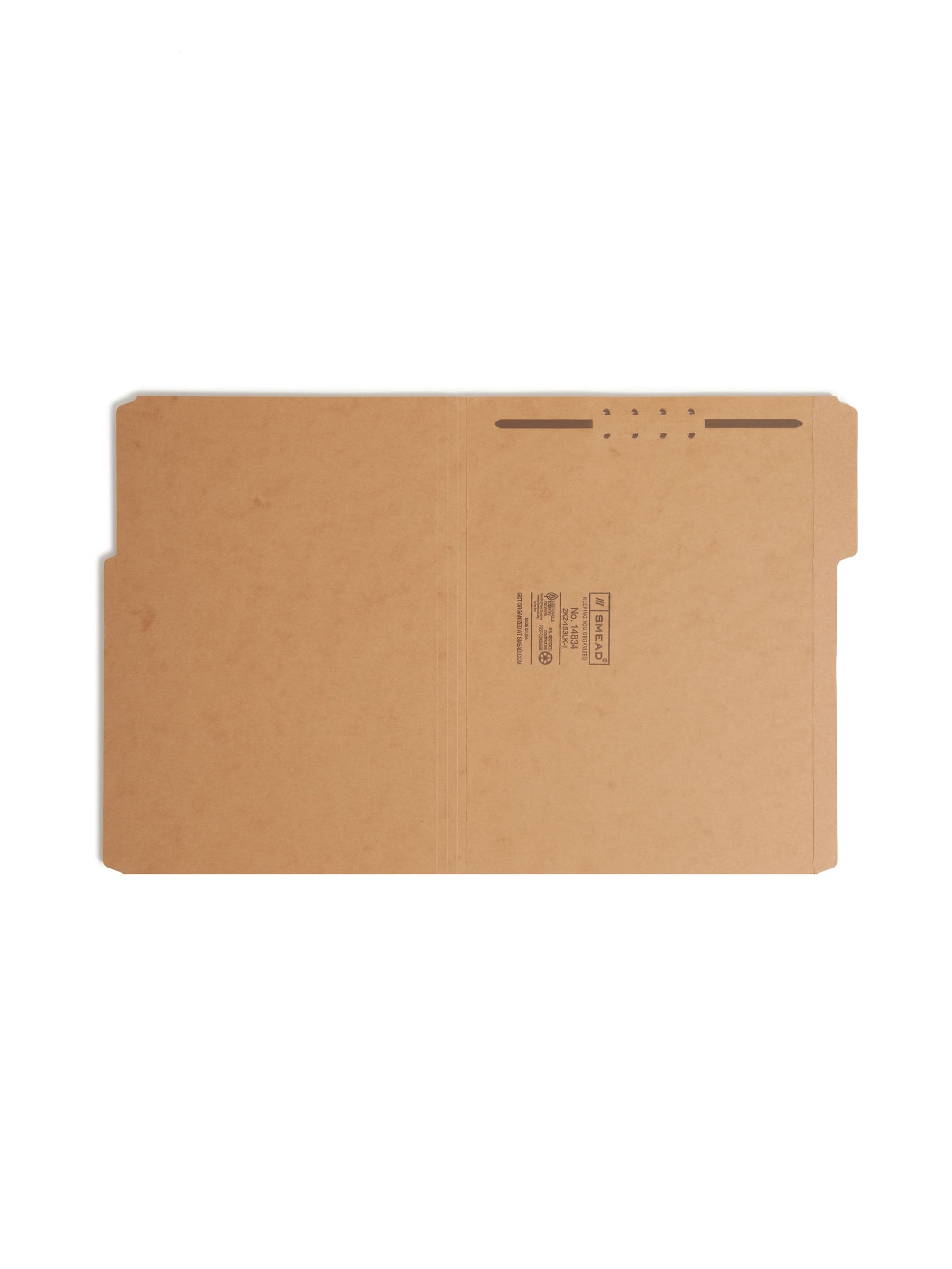 Reinforced Tab Fastener File Folders, 1/3-Cut Tab, 1 Fastener, Kraft Color, Letter Size, Set of 50, 086486148344