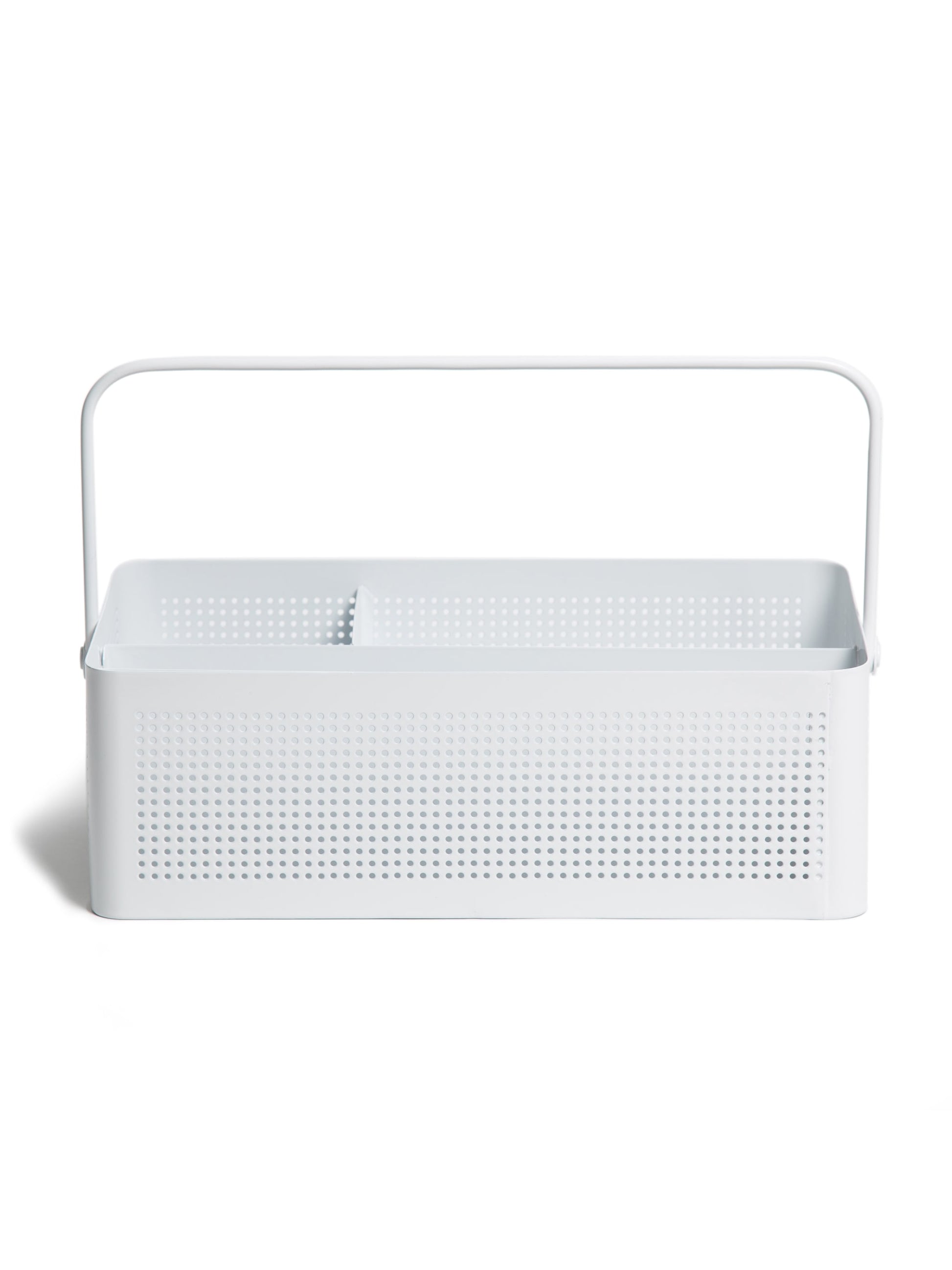 Perf Metal Desktop Caddy, Modern Perforated, White, White, Set of 1, 843463157207