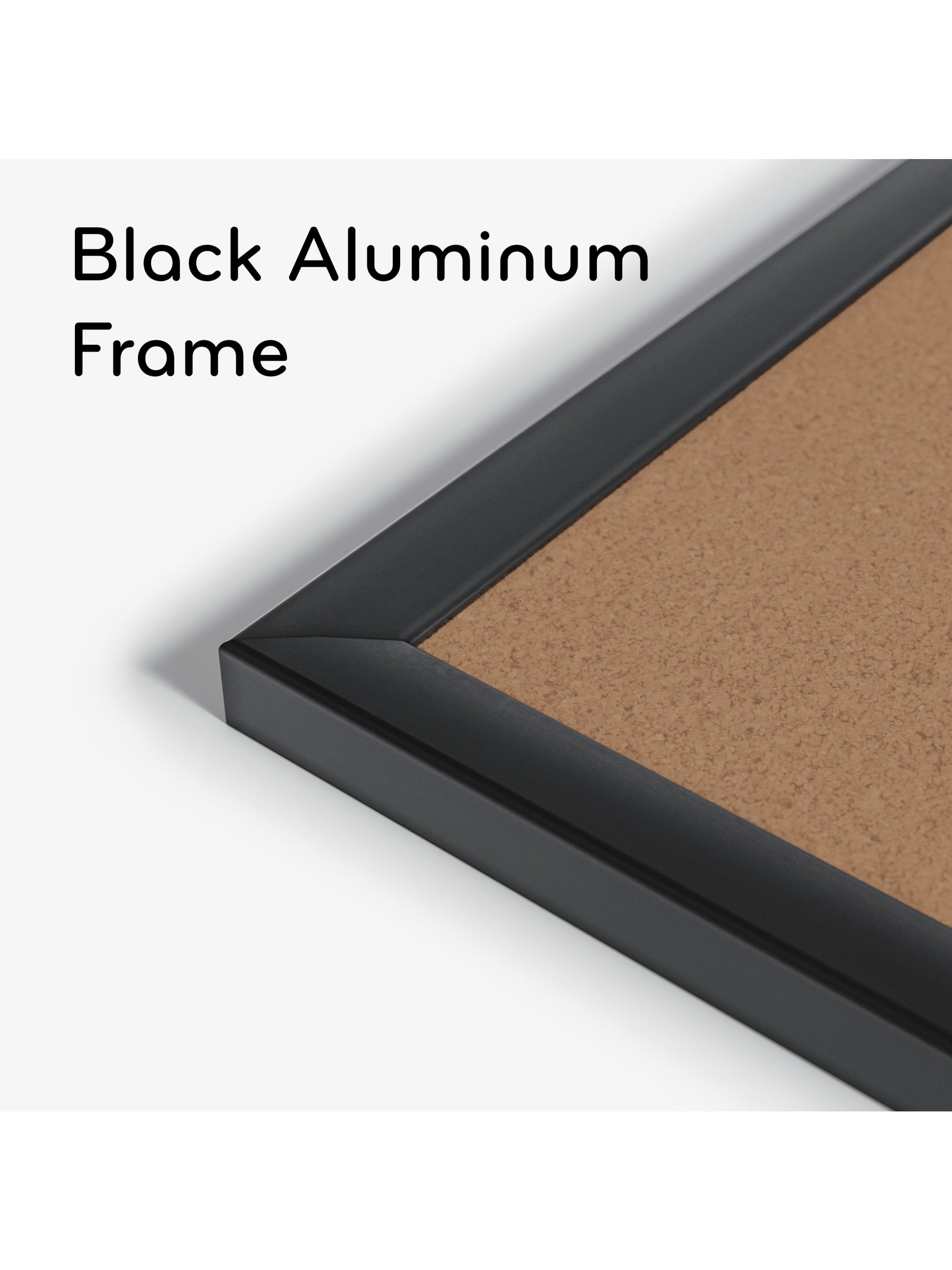 MDF Frame Cork Board, Black, Natural, 4 x 3, 4 x 3, Natural, 4 X 3 Size, Set of 1, 812296020507