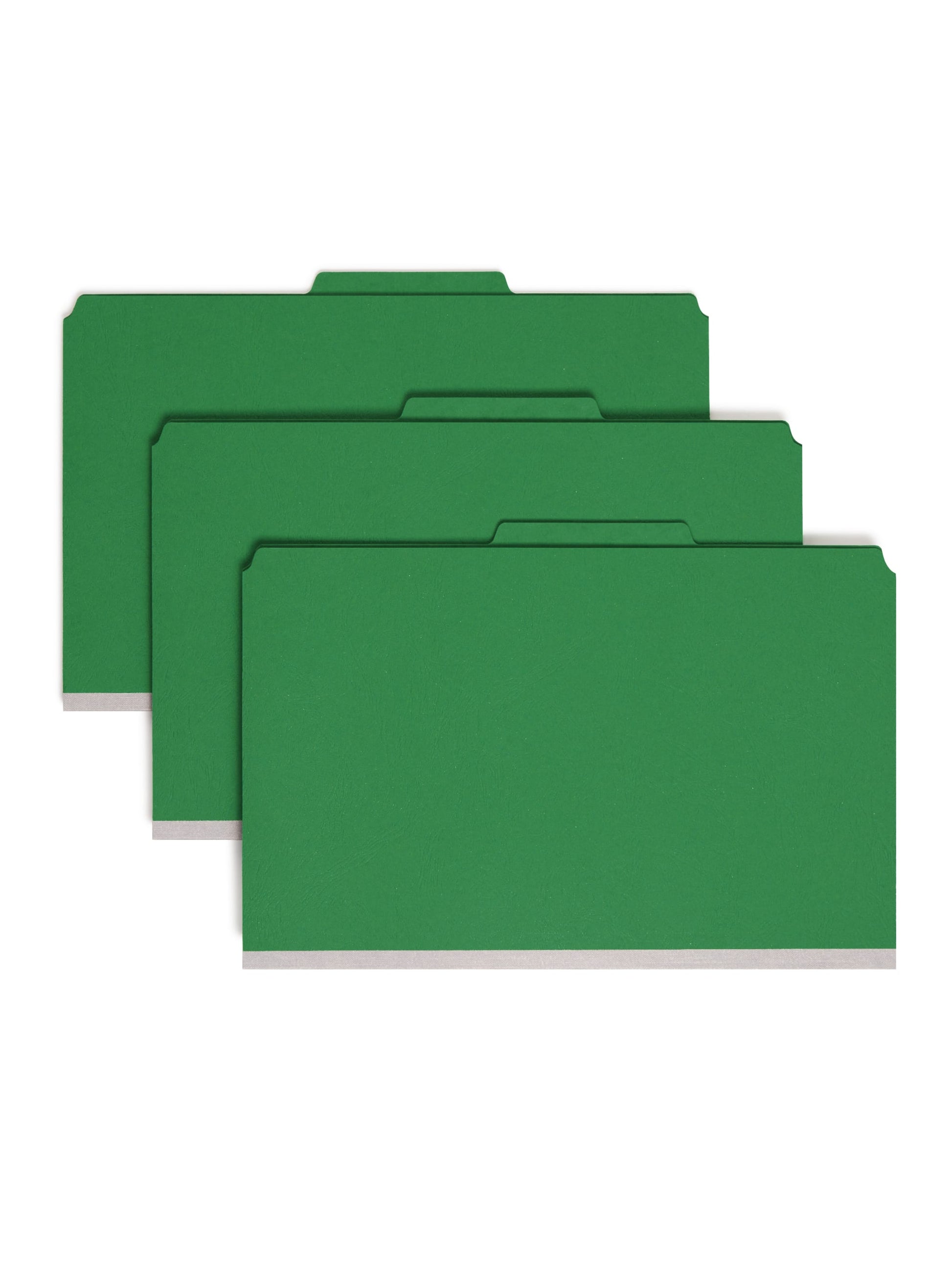 SafeSHIELD® Premium Pressboard Classification File Folders, 2 Dividers, 2 inch Expansion, 2/5-Cut Tab, Green Color, Legal Size, Set of 10, 30086486192010