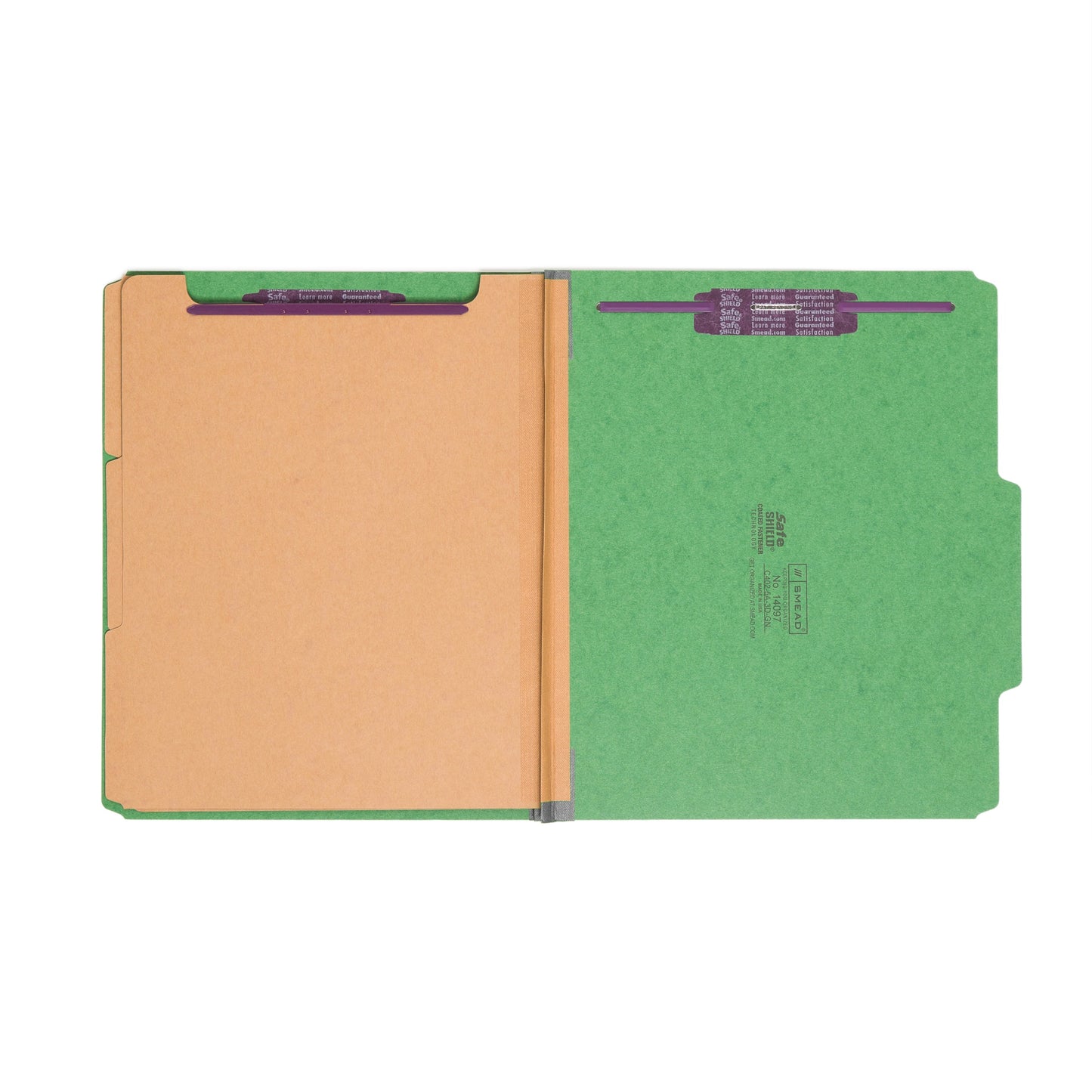 SafeSHIELD® Pressboard Classification File Folders, 3 Dividers, 3 inch Expansion, 2/5-Cut Tab, Green Color, Letter Size, Set of 10, 30086486140974