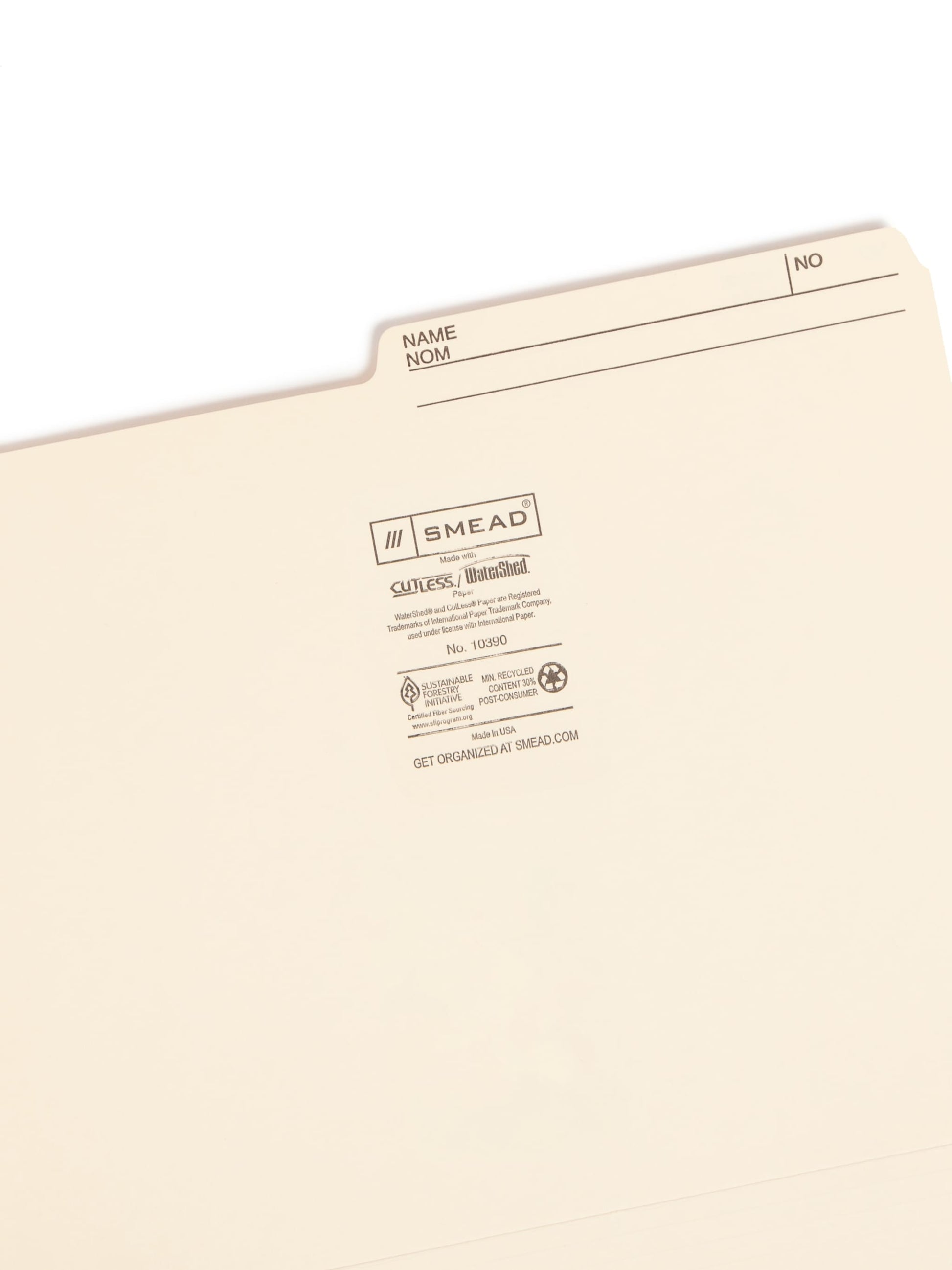 WaterShed®/CutLess® Reversible Printed Tab File Folders, Manila Color, Letter Size, 086486103909