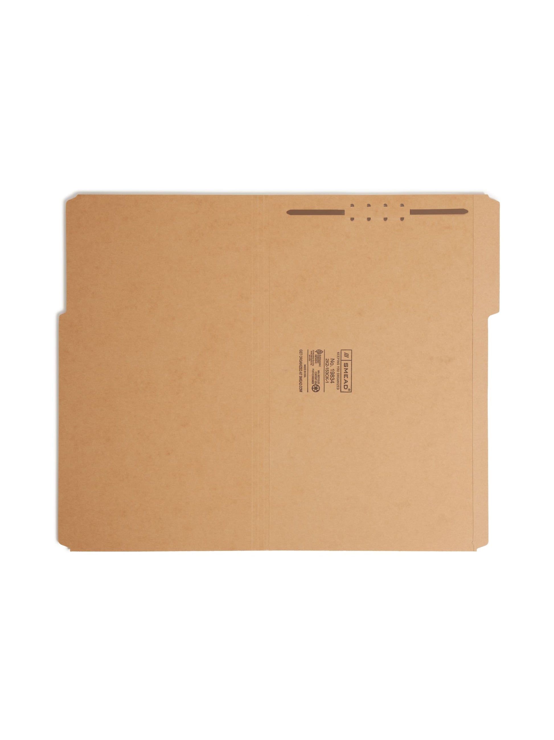 Reinforced Tab Fastener File Folders, 1/3-Cut Tab, 1 Fastener, Kraft Color, Legal Size, Set of 50, 086486198349