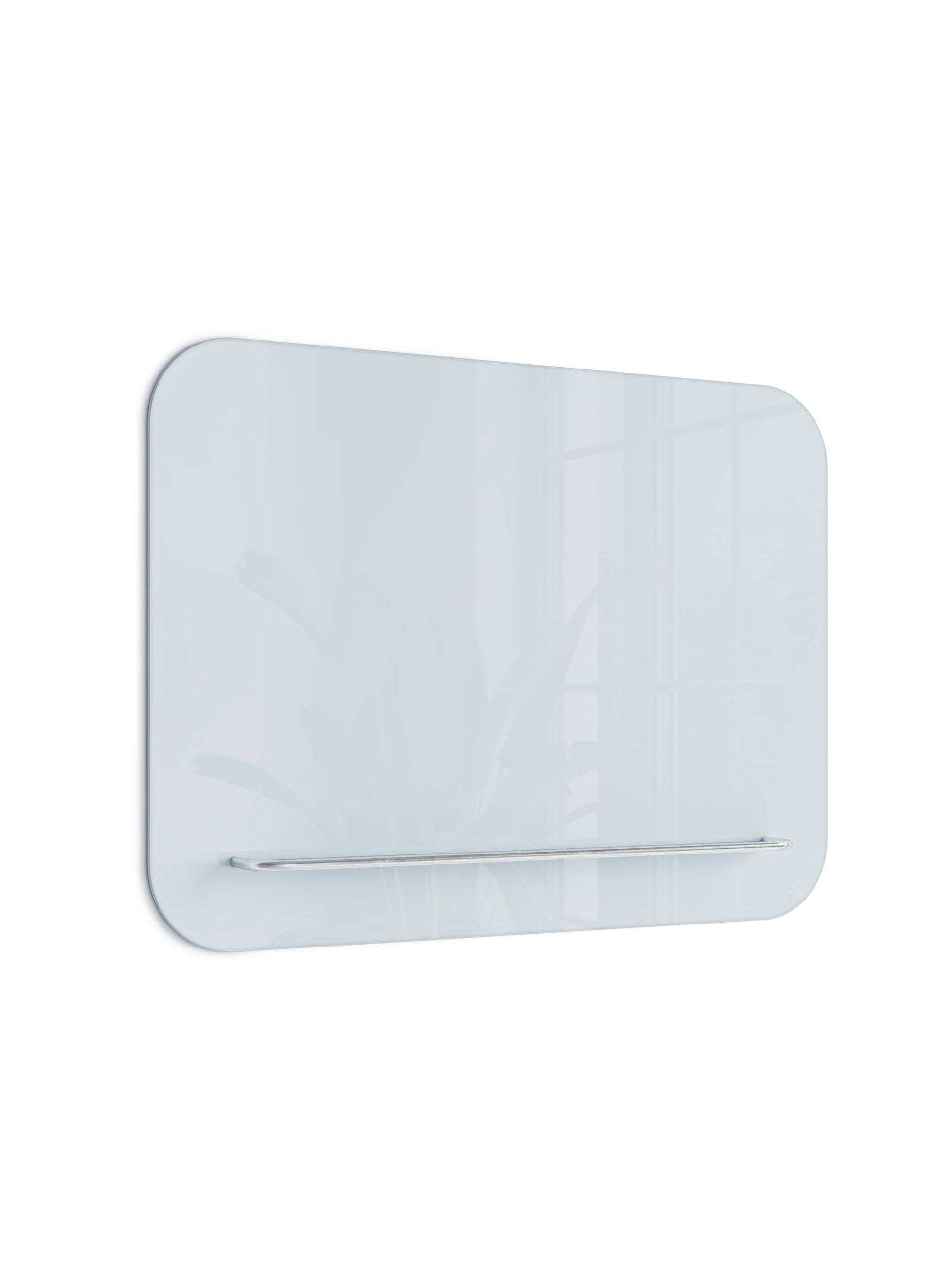 Rounded Edge Glass Board with Floating Tray, White, 23" x 17", 2' or Smaller, White, 23" X 17" Size, Set of 1, 843463147598