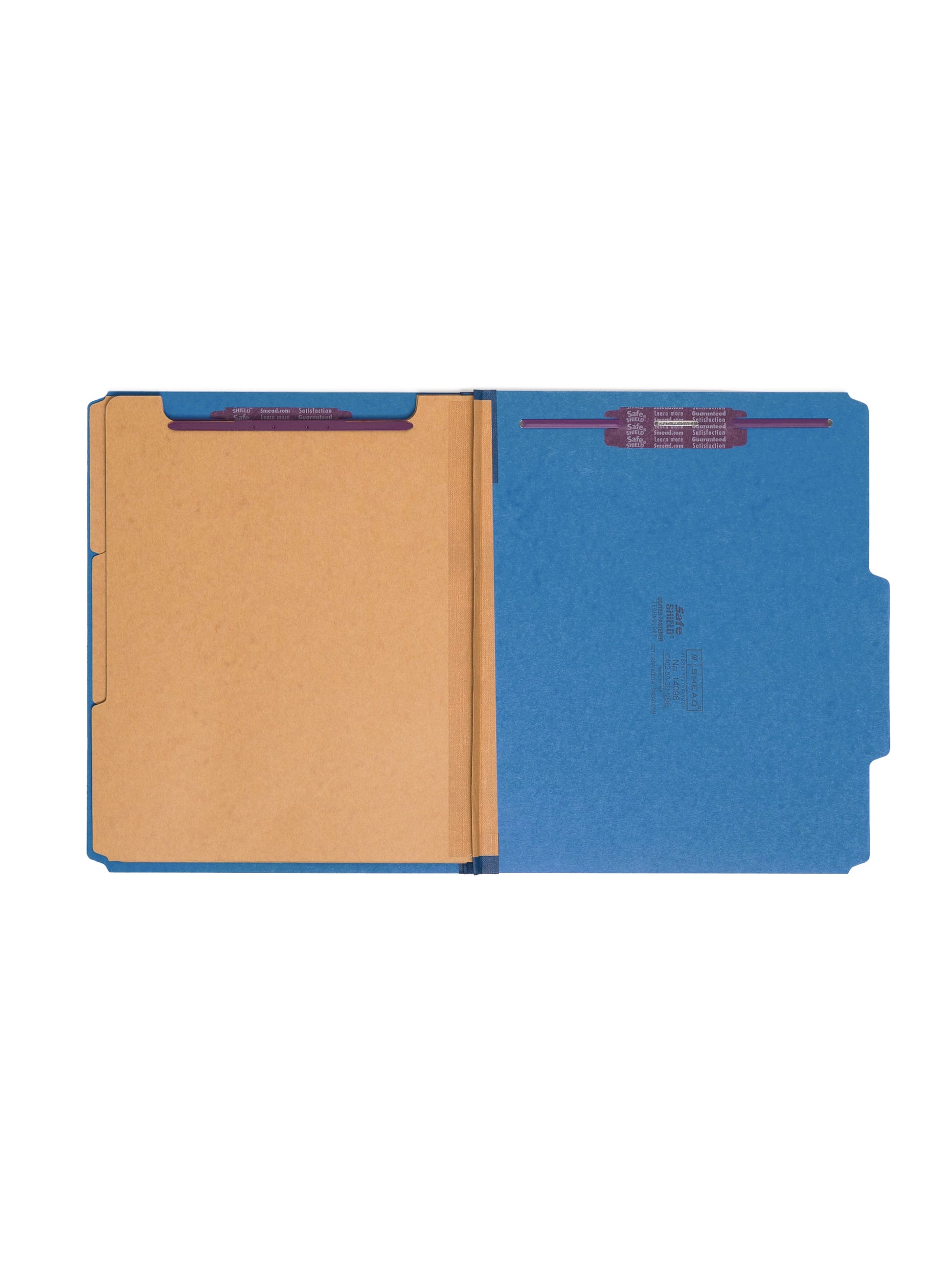 SafeSHIELD® Pressboard Classification File Folders, 3 Dividers, 3 inch Expansion, 2/5-Cut Tab, Dark Blue Color, Letter Size, Set of 10, 30086486140967