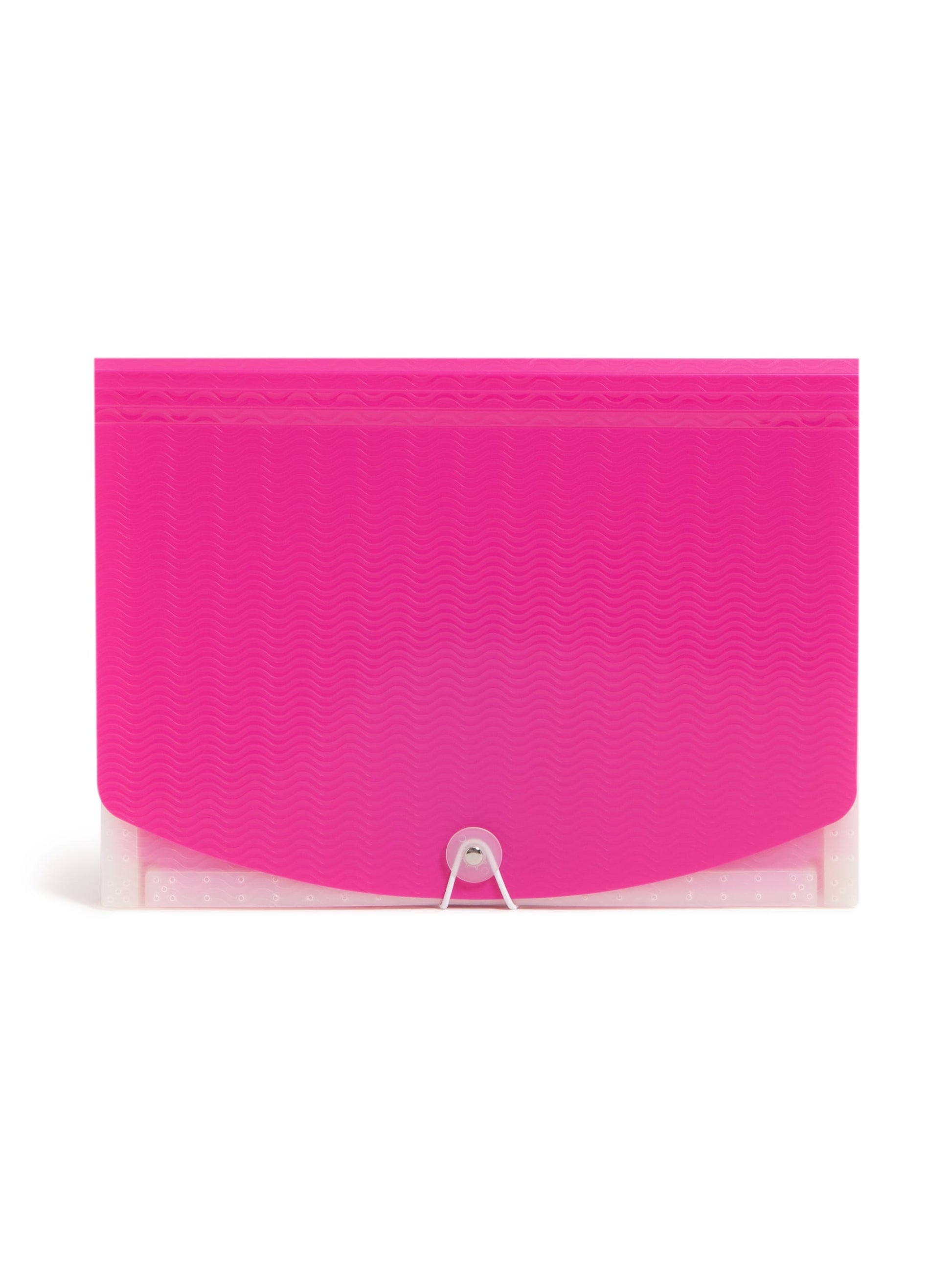 Poly Expanding Files with Flap, 6 Pockets, Wave Pattern, Pink Color, Letter Size, Set of 1, 086486708746