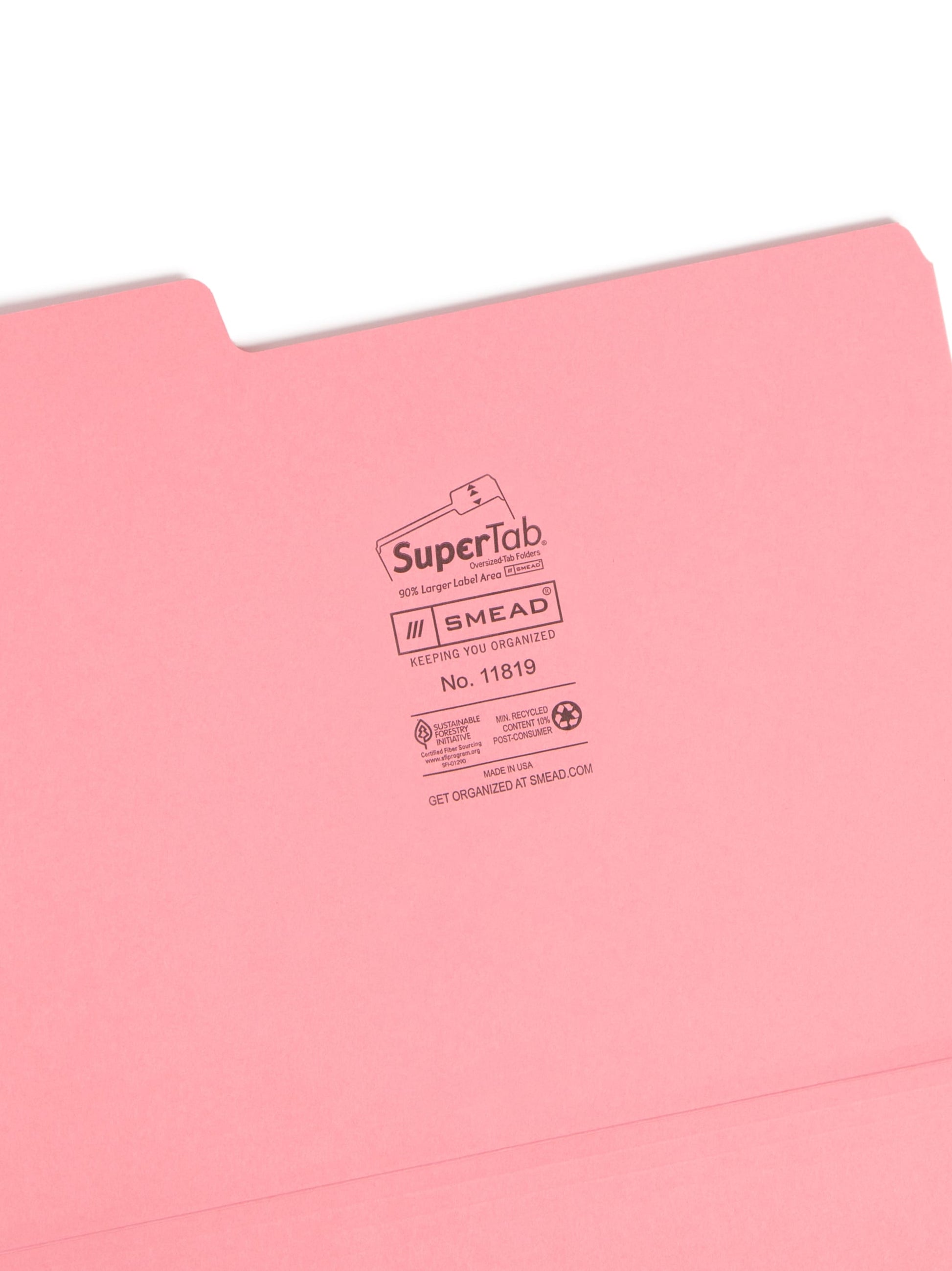 SuperTab® File Folders, 1/3-Cut Tab, Dark Pink Color, Letter Size, Set of 1, 086486118194