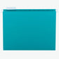 Standard Hanging File Folders with 1/5-Cut Tabs, Teal Color, Letter Size, Set of 25, 086486640749