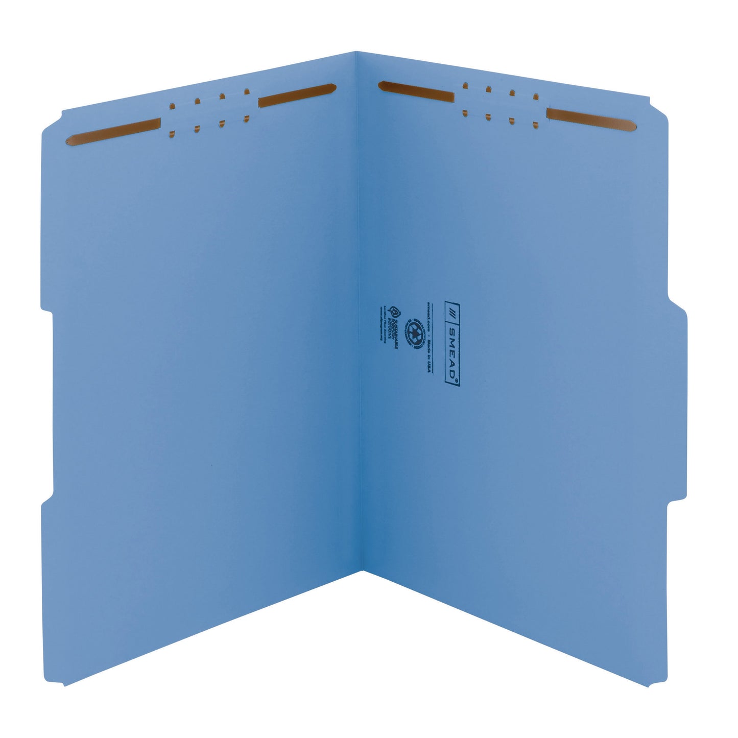 Reinforced Tab Fastener File Folders, 1/3-Cut Tab, 2 Fasteners, Blue Color, Letter Size, Set of 50, 086486120401