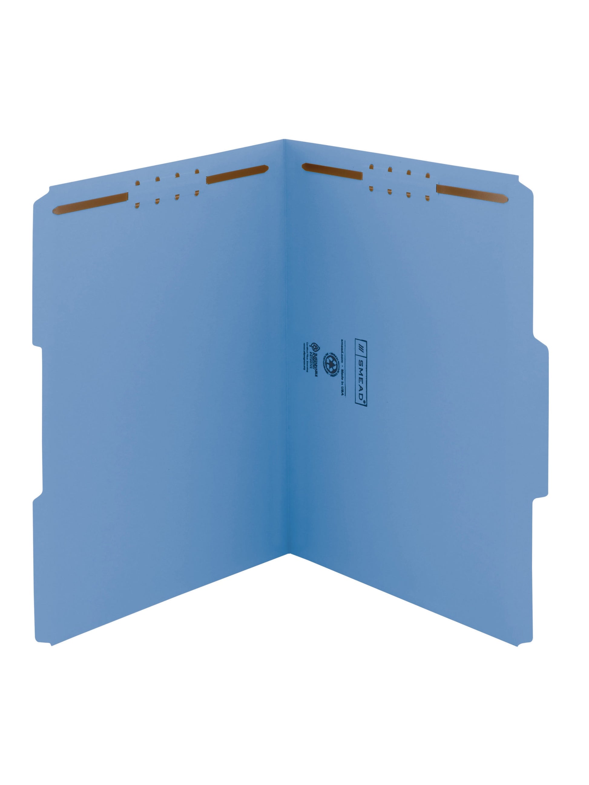 Reinforced Tab Fastener File Folders, 1/3-Cut Tab, 2 Fasteners, Blue Color, Letter Size, Set of 50, 086486120401