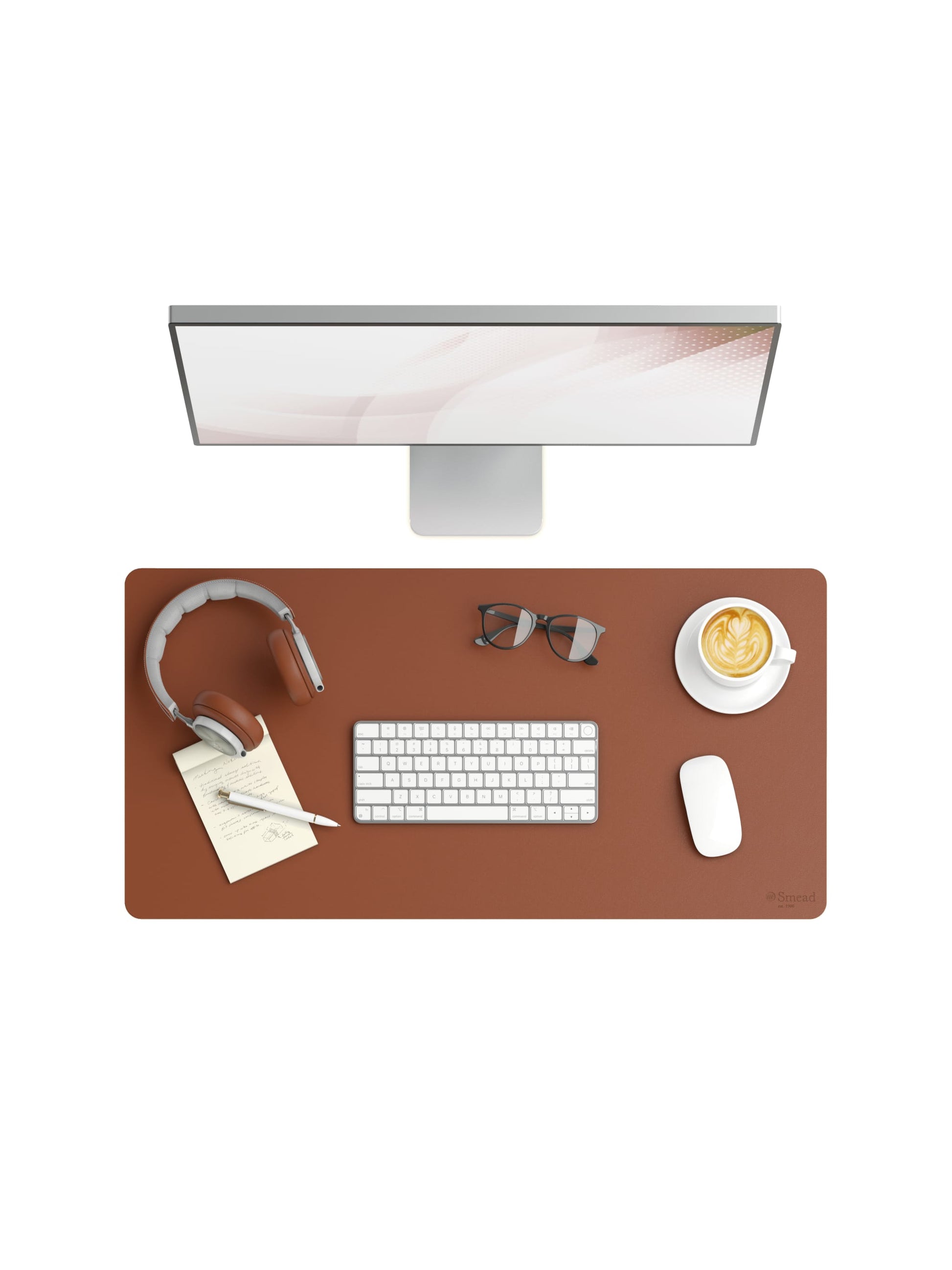 Vegan Leather Desk Pad, Saddle Color, 31.5"X15.7" Size, 086486648325