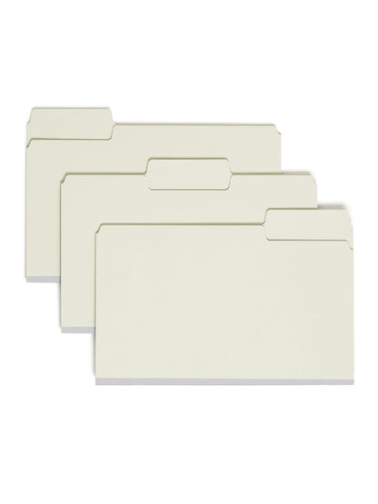 SuperTab® Pressboard Fastener File Folders, Gray/Green Color, Legal Size, Set of 25, 086486199810