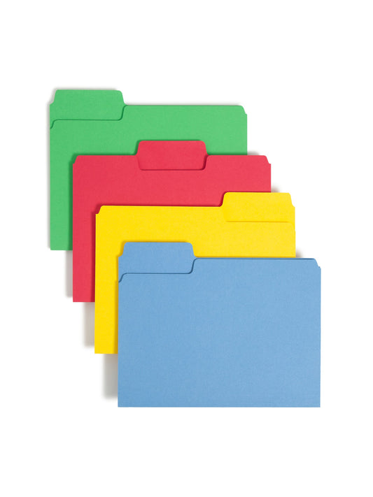 SuperTab® File Folders, 1/3-Cut Tab, Assorted Colors Color, Letter Size, Set of 100, 086486119870