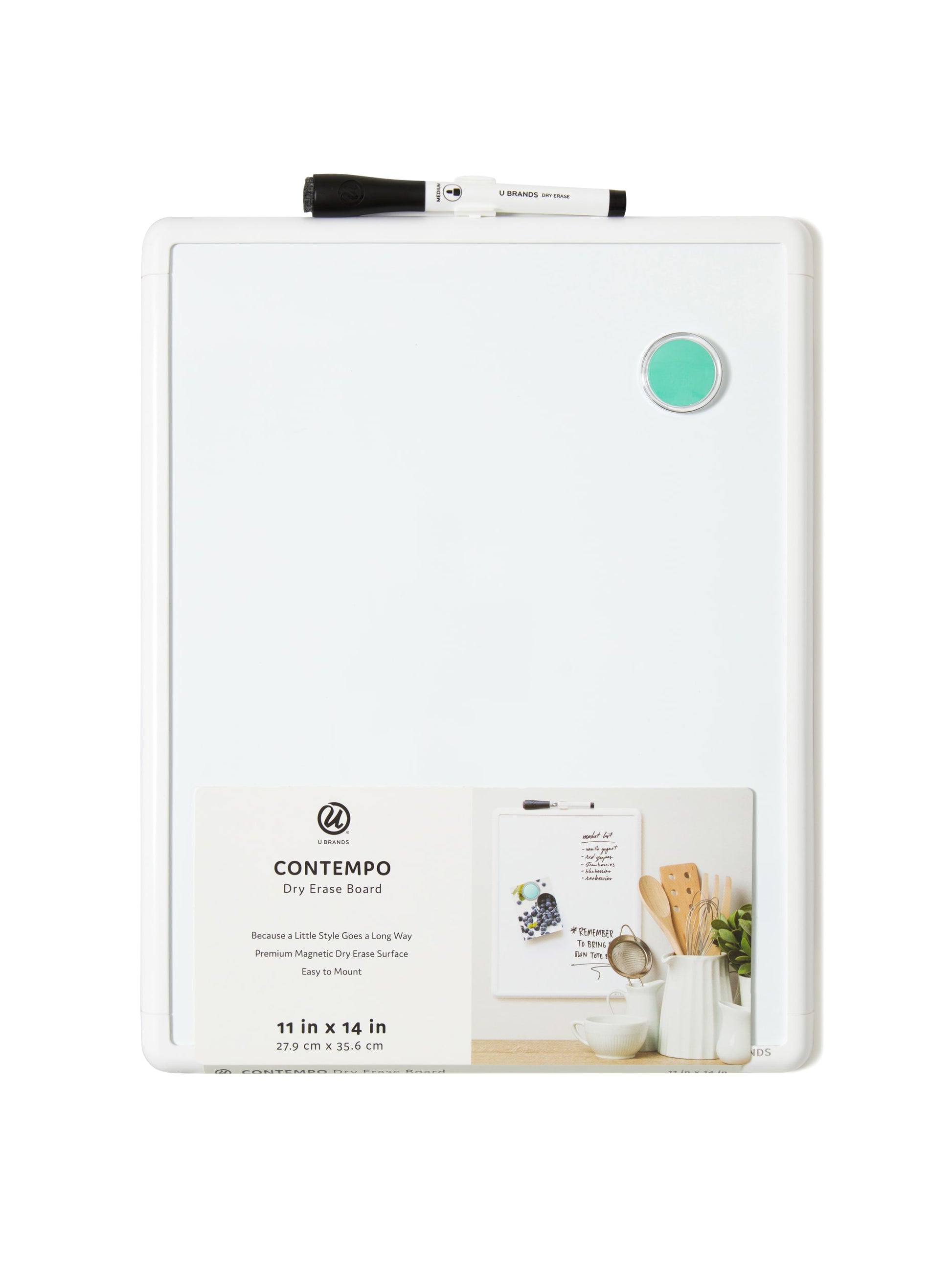 Contempo Frame Dry Erase Board, Contempo, White, White, 14" x 11", 2' or Smaller, White, 14" X 11" Size, Set of 1, 812296022525