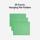 Standard Hanging File Folders with 1/5-Cut Tabs, Green Color, Letter Size, Set of 25, 086486640619
