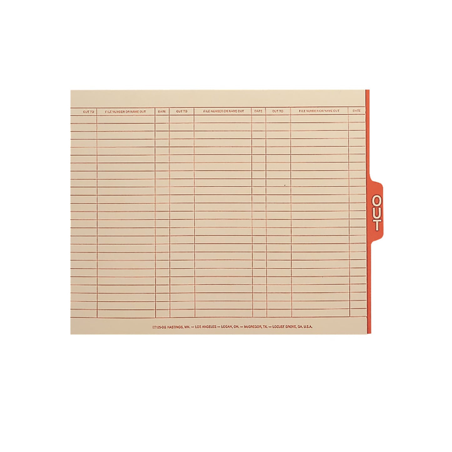 End Tab Out-Guides with Printed Form, 1/5-Cut Tab, Manila Color, Legal Size, Set of 100, 086486639101