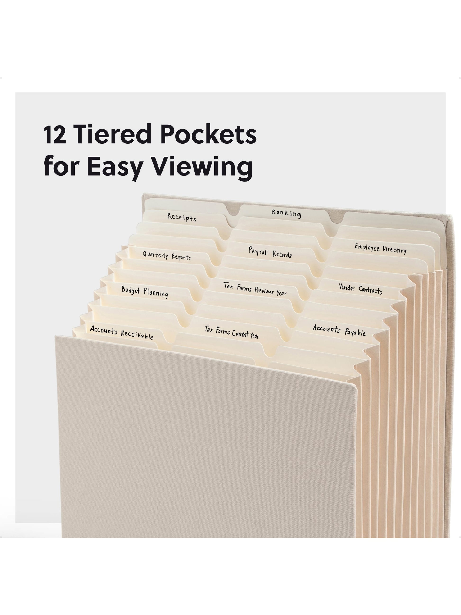 Expanding Stadium® File, 12 Pockets, Beige Color, 13.6" X 12.25" X 1.88" Size, Set of 1, 086486702263