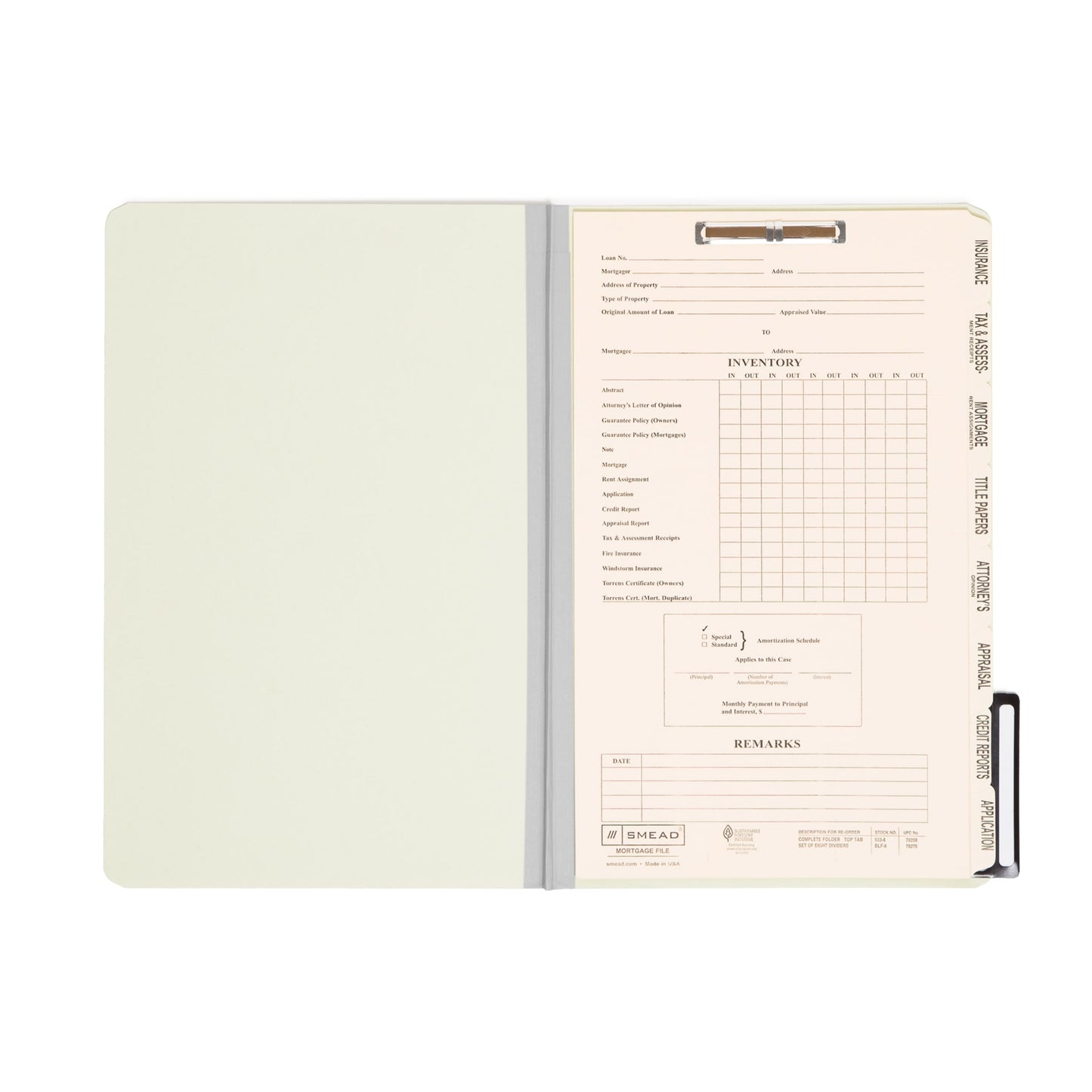 Pressboard Mortgage File Folders, Gray/Green Color, Legal Size, Set of 10, 30086486782082