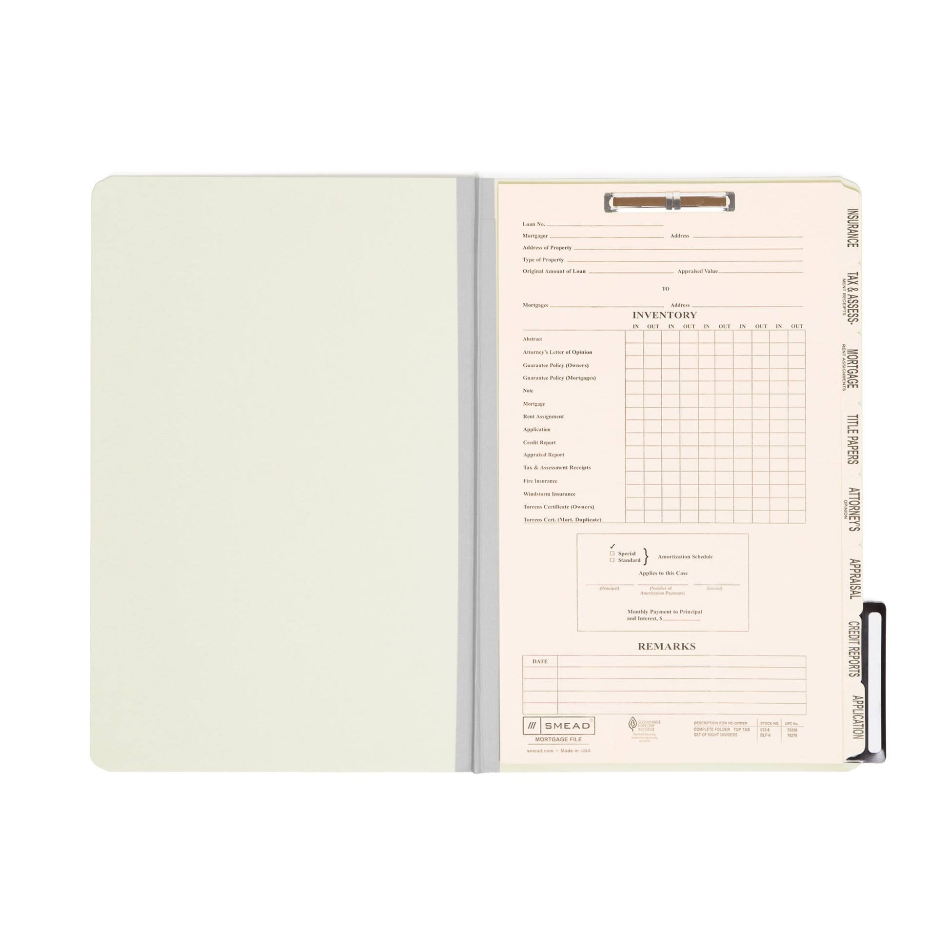 Pressboard Mortgage File Folders, Gray/Green Color, Legal Size, Set of 10, 30086486782082