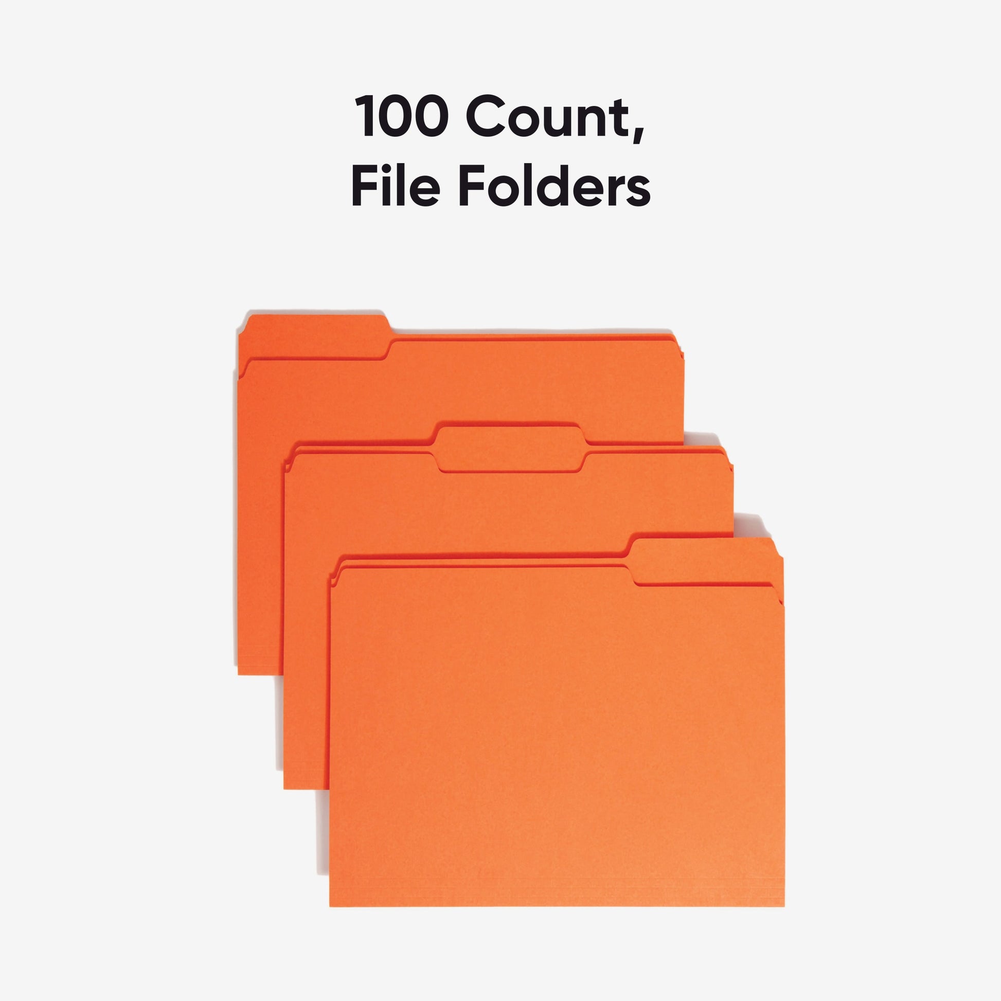 Standard File Folders, 1/3-Cut Tab, Orange Color, Letter Size, Set of 100, 086486125437