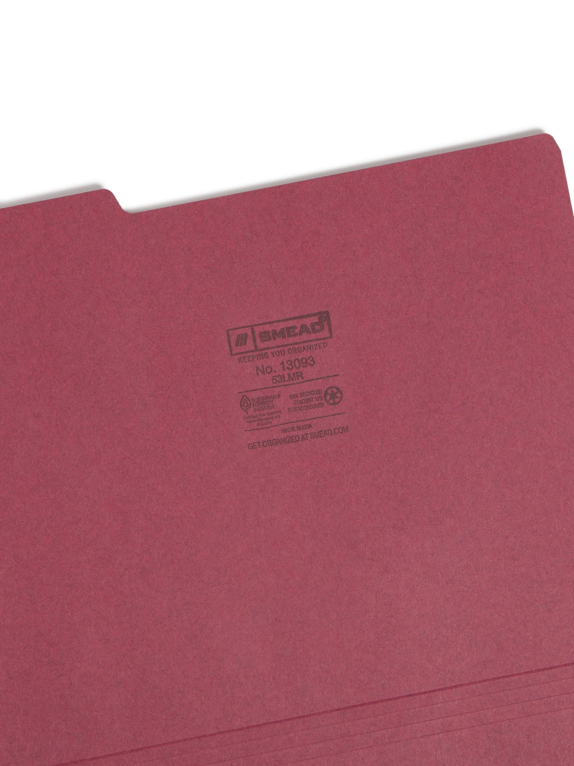 Standard File Folders, 1/3-Cut Tab, Maroon Color, Letter Size, Set of 100, 086486130936