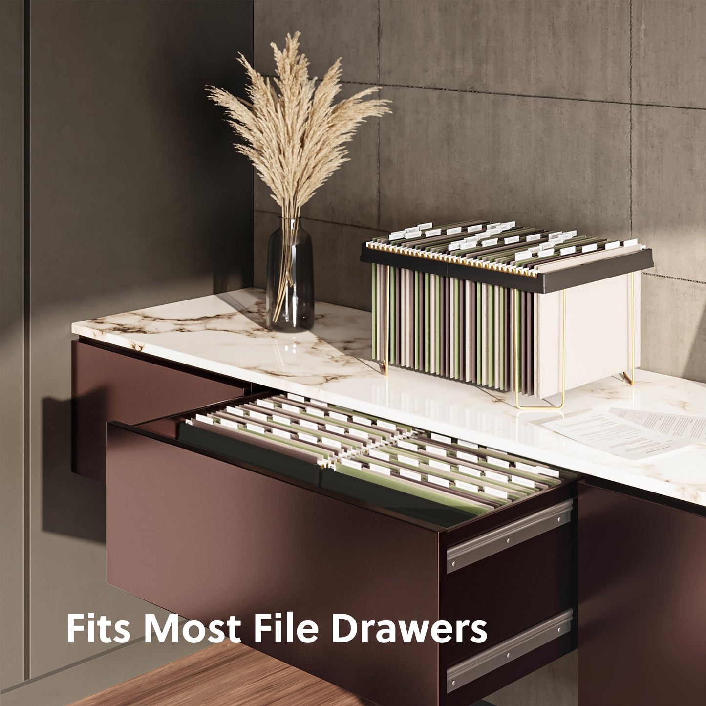 Adjustable Hanging File Folder Frame, Black Color, 9-1/4” X 13” X 16”-24” Size, Set of 1, 086486648530