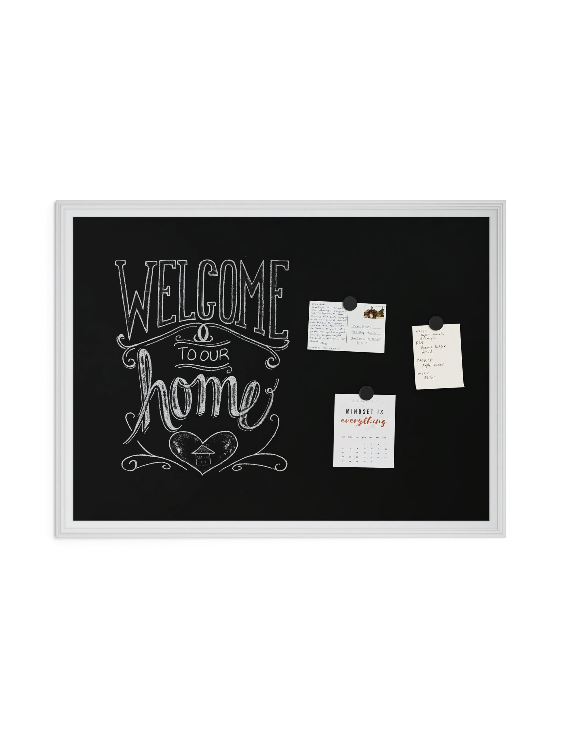 Decor Frame Magnetic Chalkboard, White, Black, 40" x 30", 4 x 3, Black, 40" X 30" Size, Set of 1, 817894029167
