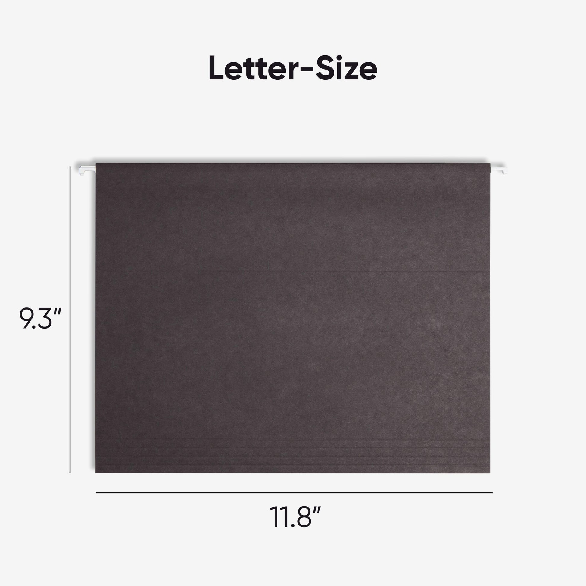 Standard Hanging File Folders with 1/5-Cut Tabs, Black Color, Letter Size, Set of 25, 086486640626