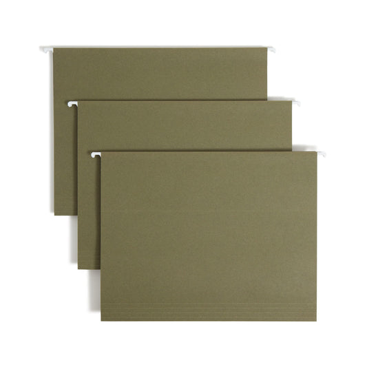 100% Recycled Hanging File Folders, Standard Green Color, Letter Size, Set of 25, 086486650014