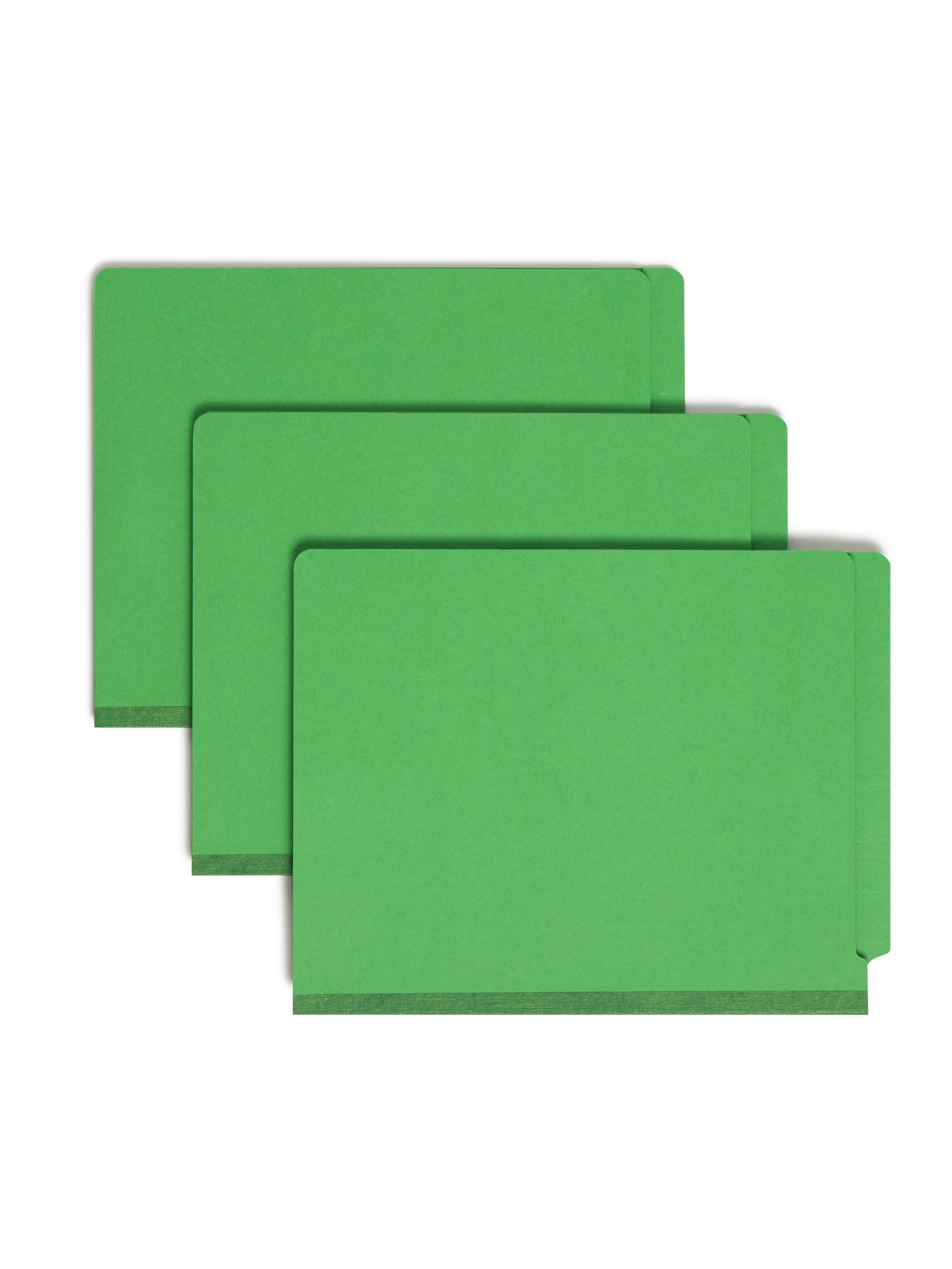 End Tab Classification File Folders, Straight-Cut Tab, 2 inch Expansion, 2 Dividers, Green Color, Letter Size, Set of 10, 30086486268371