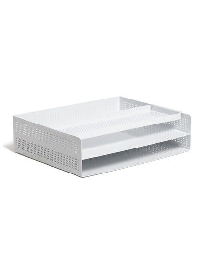 U Brands Perf Metal Paper Tray, Modern Perforated, White