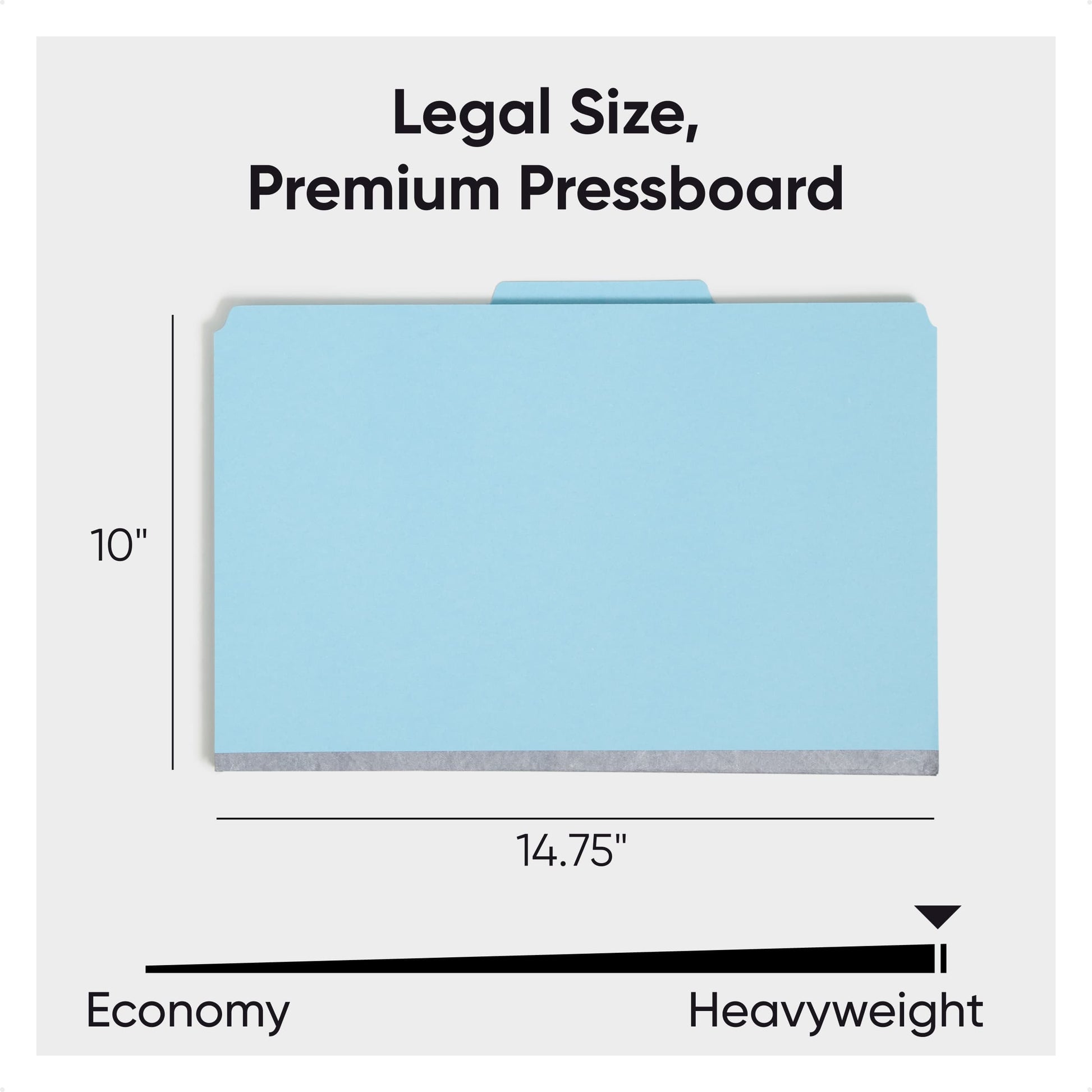 SafeSHIELD® Pressboard Classification File Folders, 2 Dividers, 2 inch Expansion, 2/5-Cut Tab, Blue Color, Legal Size, Set of 10, 30086486190306
