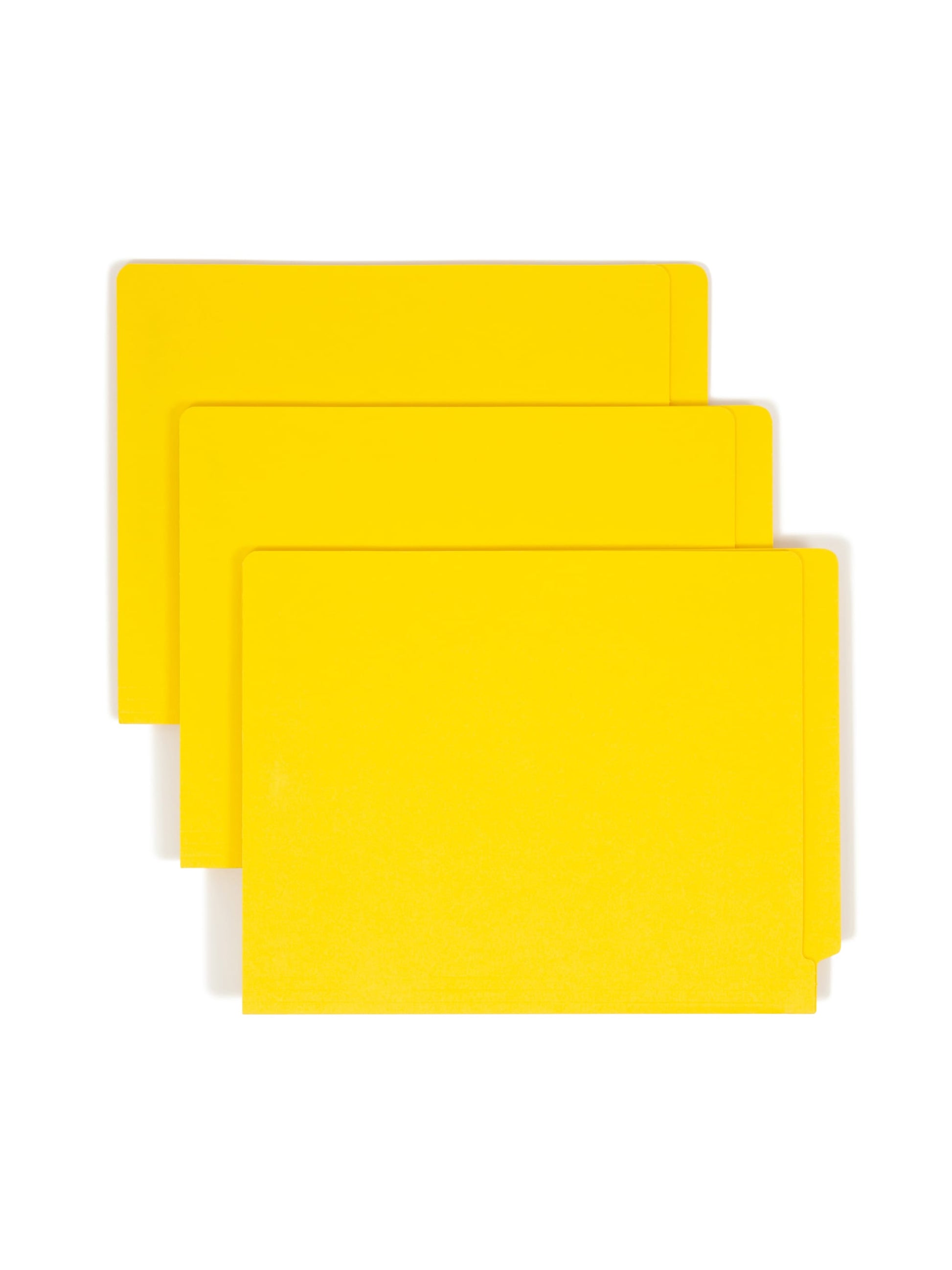 WaterShed® CutLess® End Tab Fastener File Folders, Straight-Cut Tab, Yellow Color, Letter Size, 086486259507