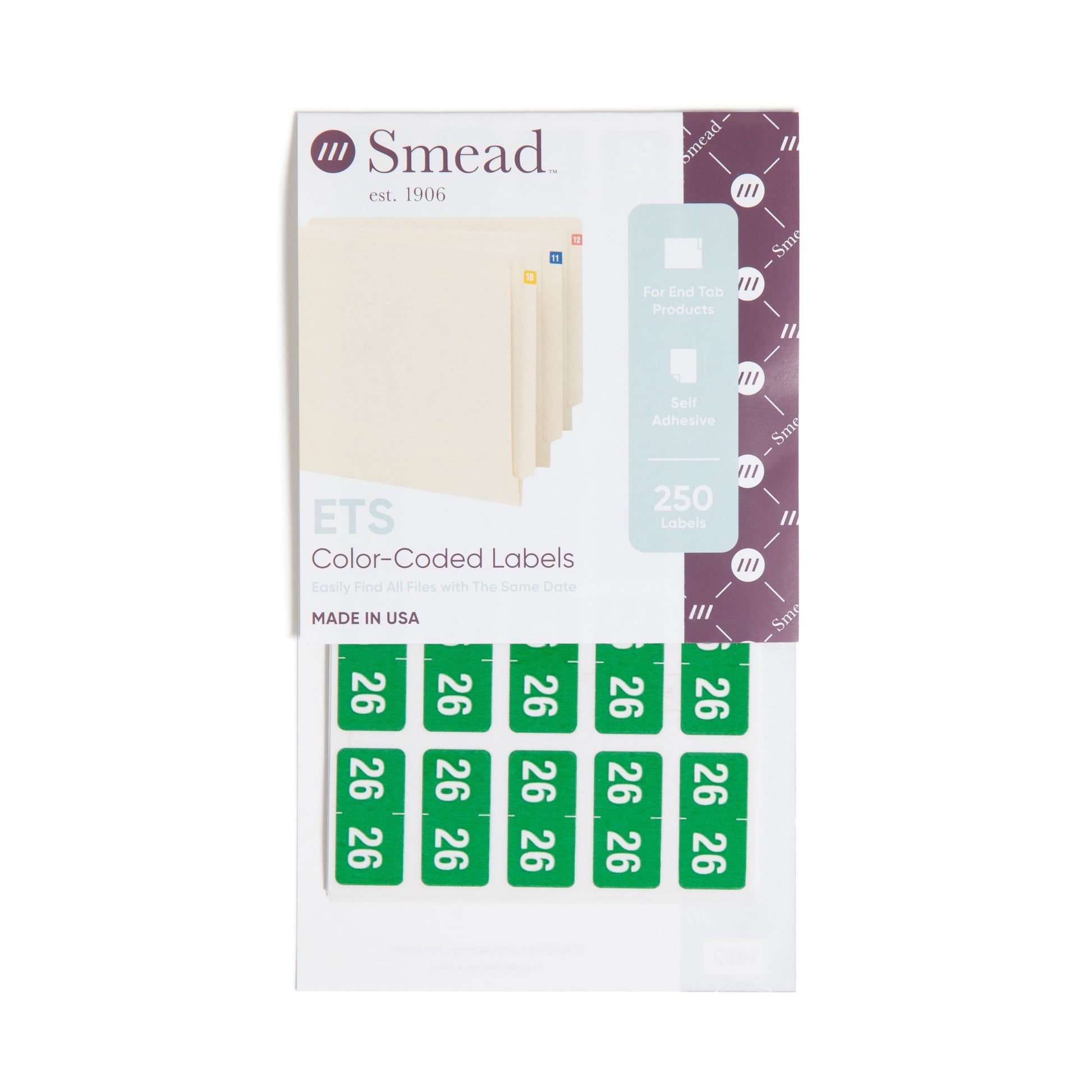 ETS Color-Coded Year Labels - Sheets, Green Color, 1" X 1/2" Size, Set of 250, 086486679268