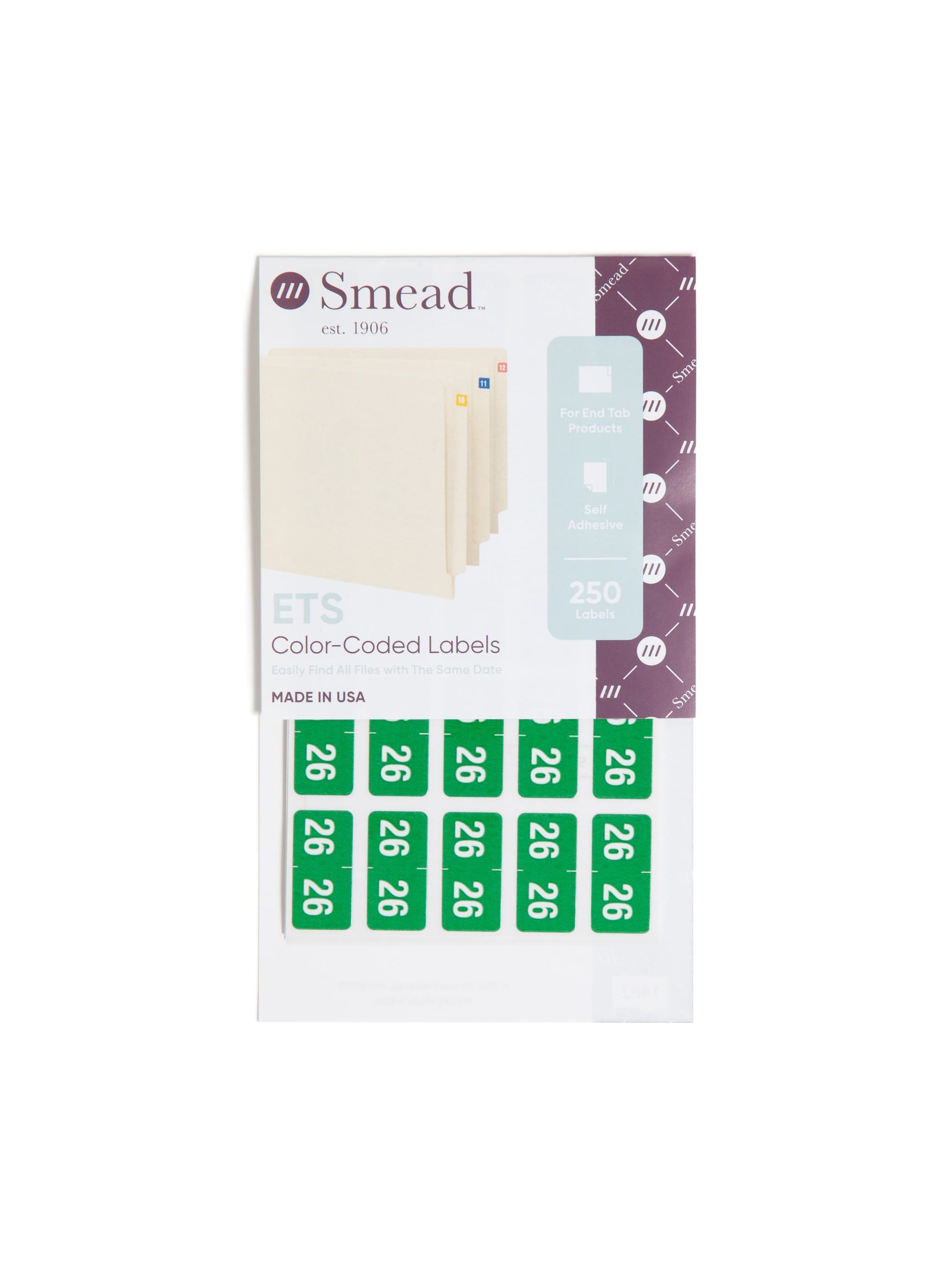 ETS Color-Coded Year Labels - Sheets, Green Color, 1" X 1/2" Size, Set of 250, 086486679268
