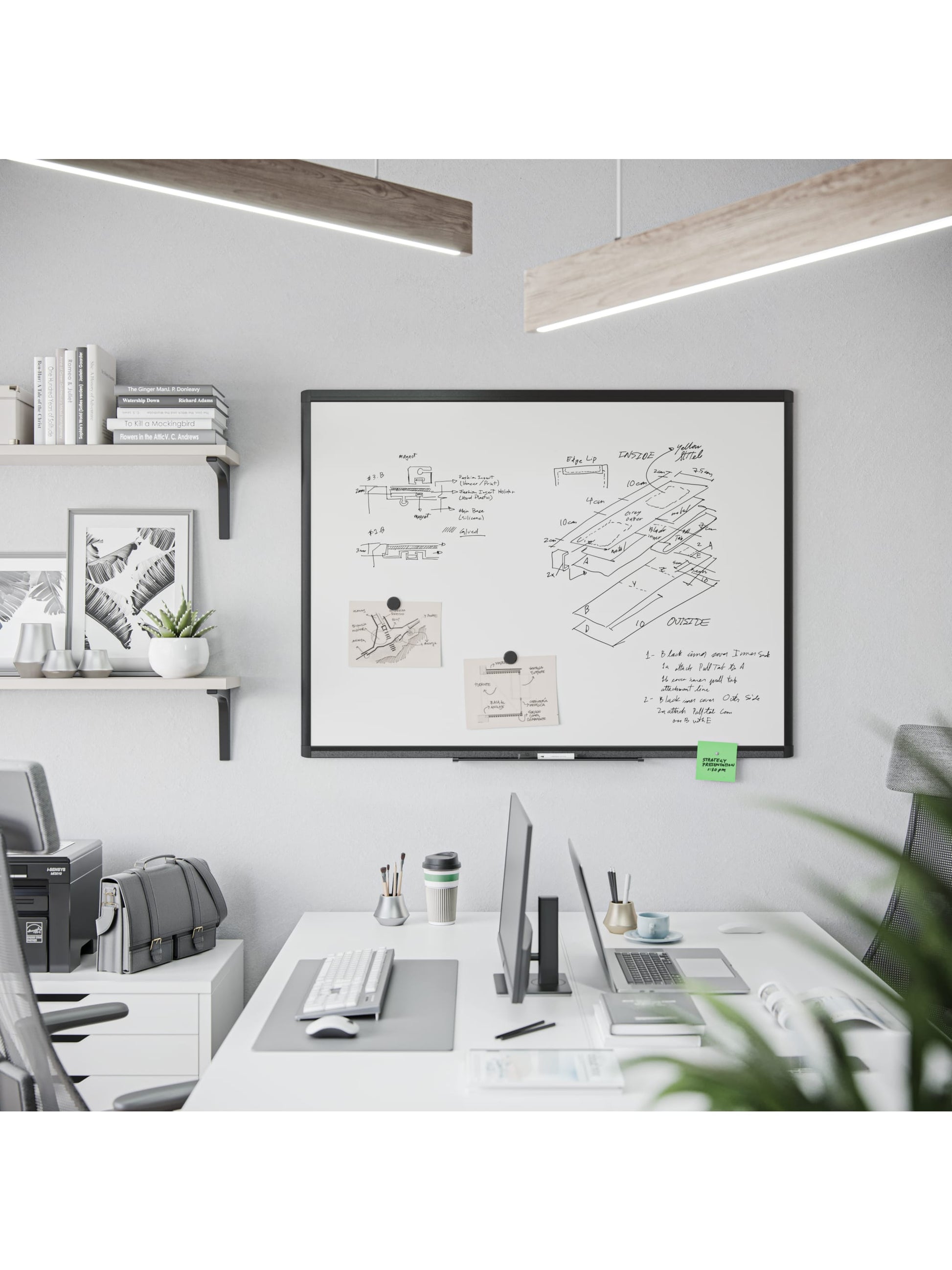 Aluminum PinIt Frame Dry Erase Board, Pinit Frame, Black, White, 47" x 35", 4 x 3, White, 47" X 35" Size, Set of 1, 843463130118