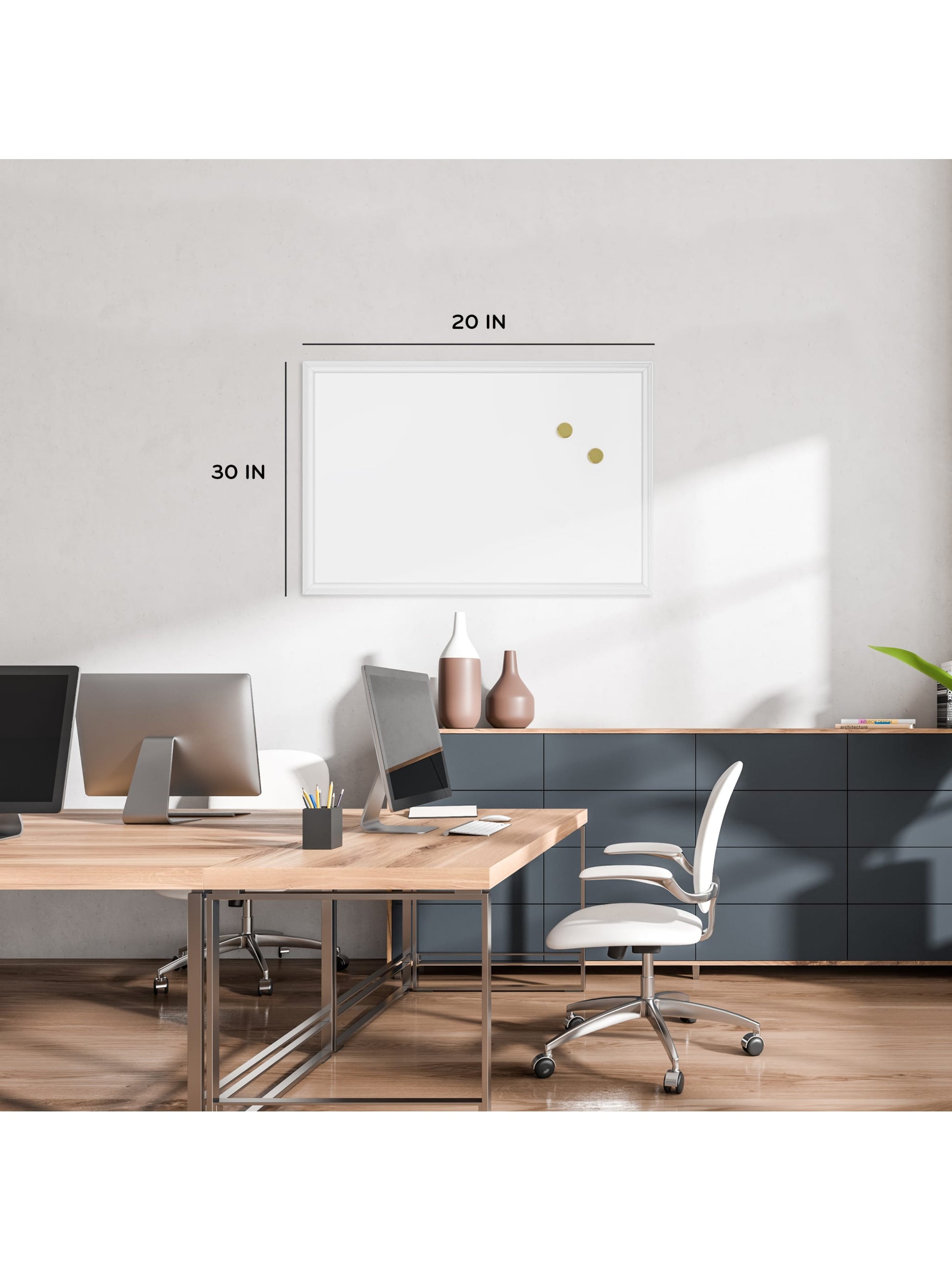 Decor Frame Dry Erase Board, White, White, 30" x 20", 3 x 2, White, 30" X 20" Size, Set of 1, 817894020713