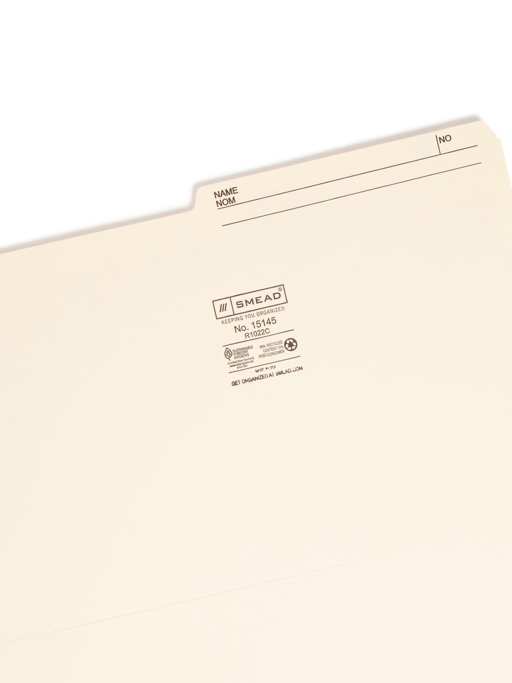 Reversible Printed Tab File Folders, 1/2-Cut Tab, 9 1/2 pt., Manila Color, Legal Size, Set of 100, 086486151450