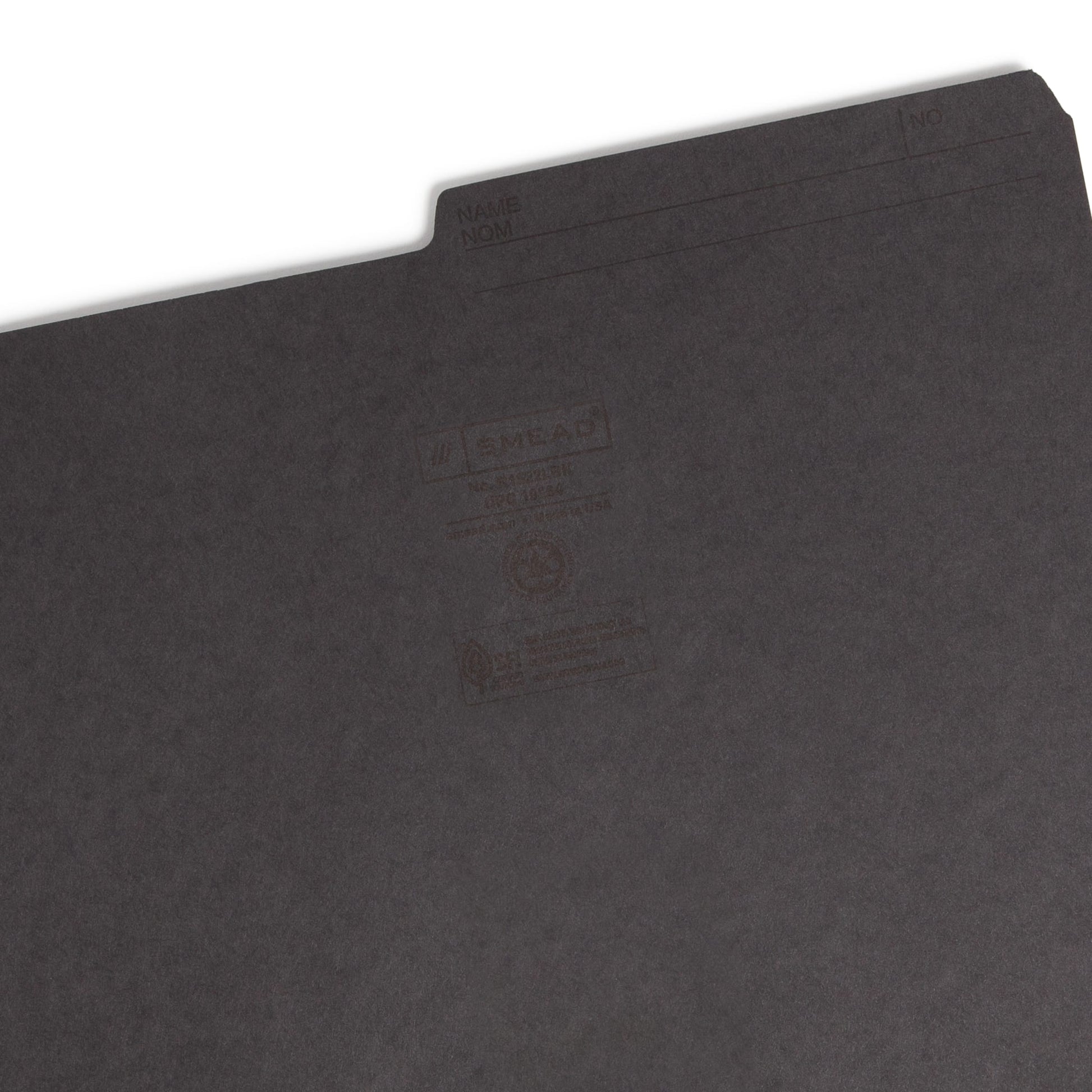 Reversible Printed Tab File Folders, 1/2-Cut Tab, Black Color, Letter Size, Set of 100, 086486103640