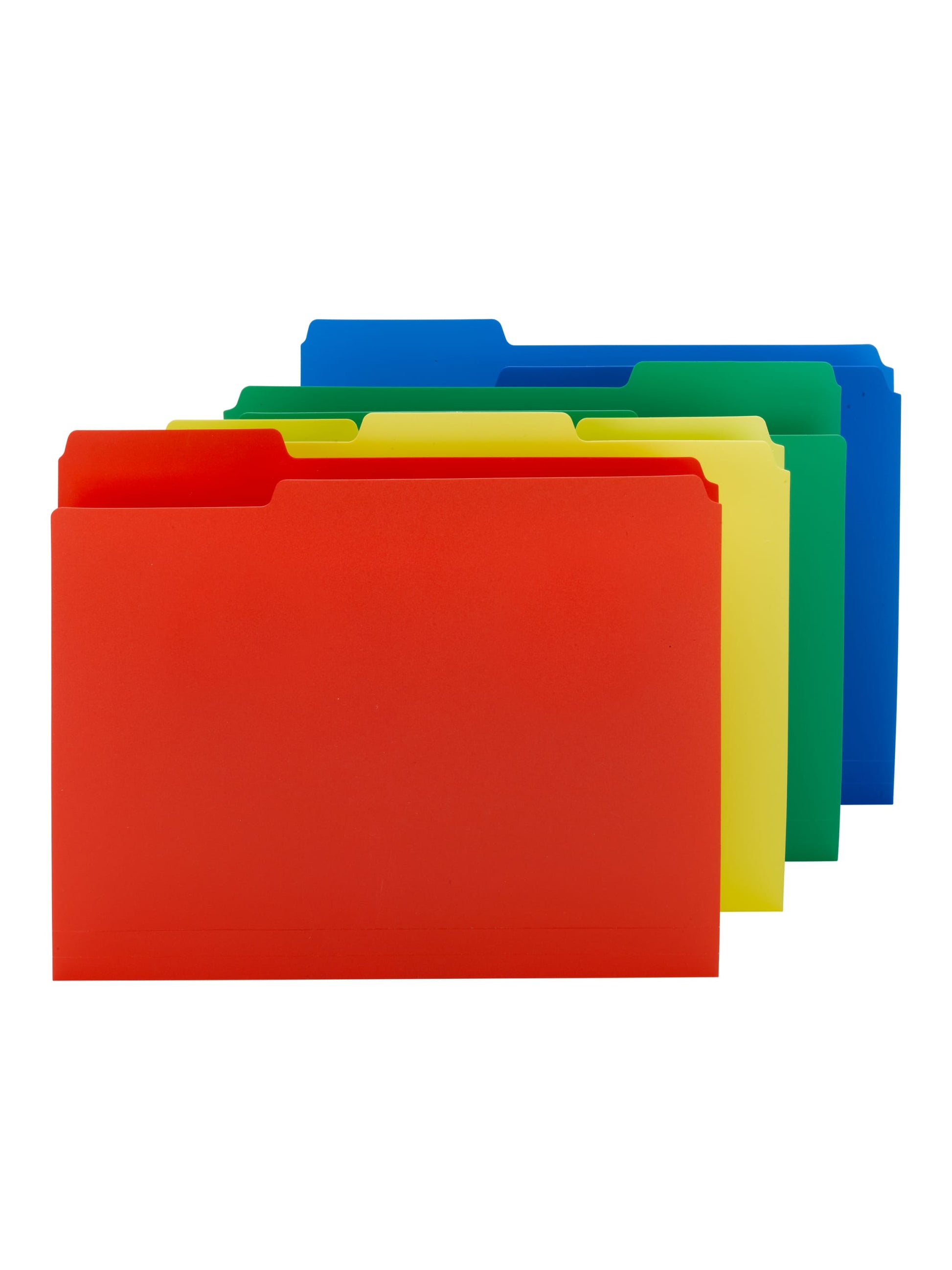 Poly File Folders, 1/3-Cut Tab, Assorted Colors Color, Letter Size, Set of 12, 086486105057
