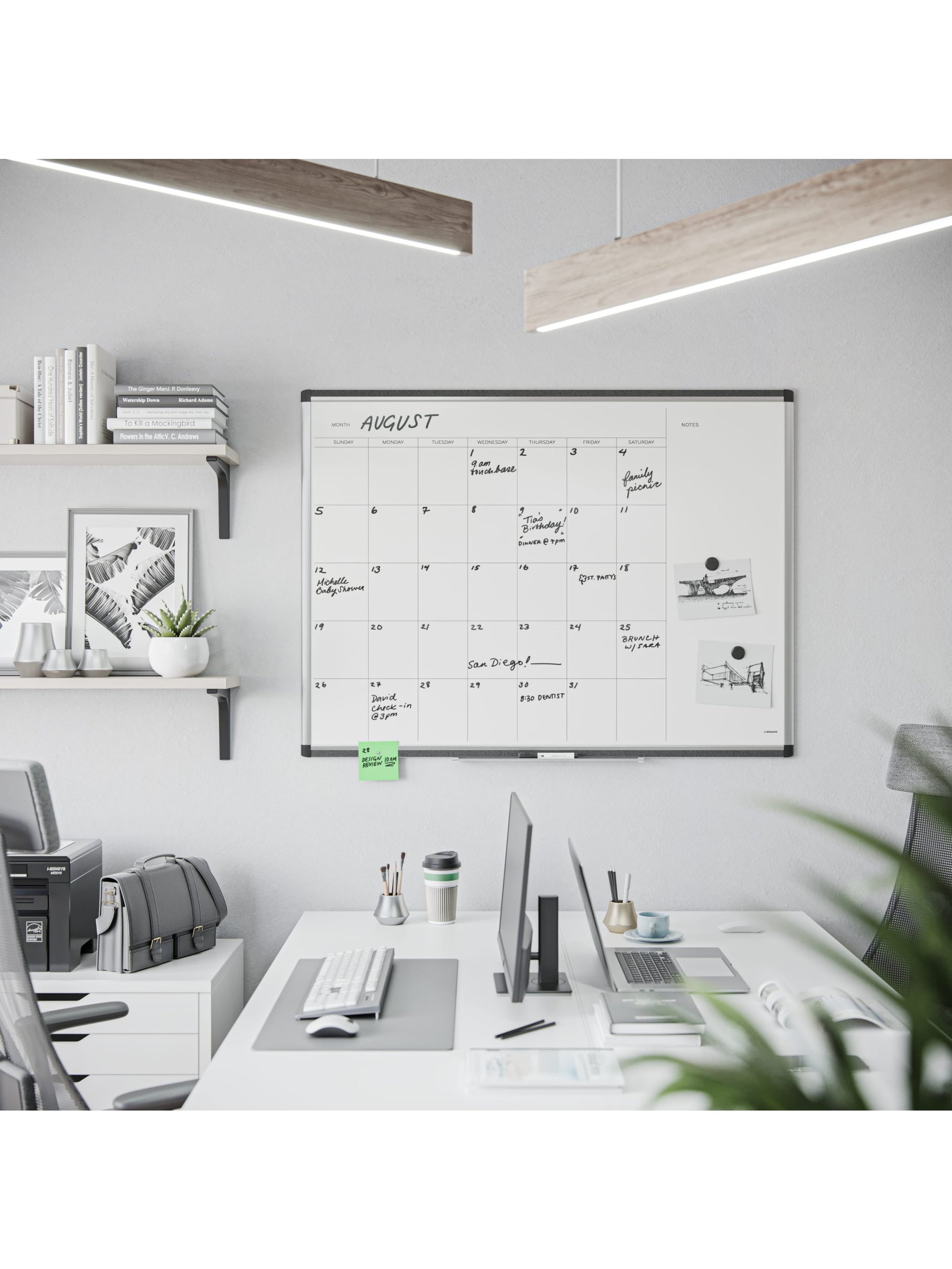 Aluminum PinIt Frame Dry Erase Calendar Board, Pinit Frame, Silver, White, 47" x 35", 4 x 3, White, 47" X 35" Size, Set of 1, 817894029037