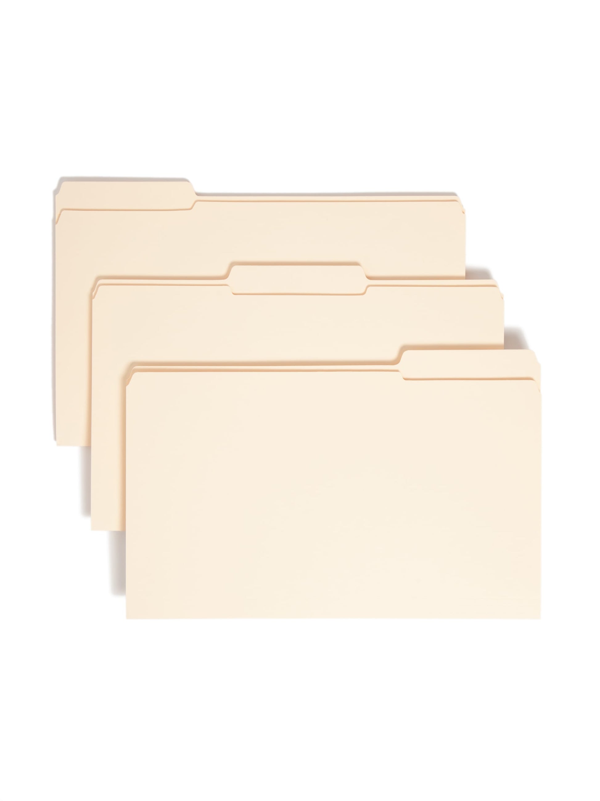 Heavy Duty Reinforced Tab File Folders, 1/3-Cut Tab, Manila Color, Letter Size, Set of 45, 086486104388