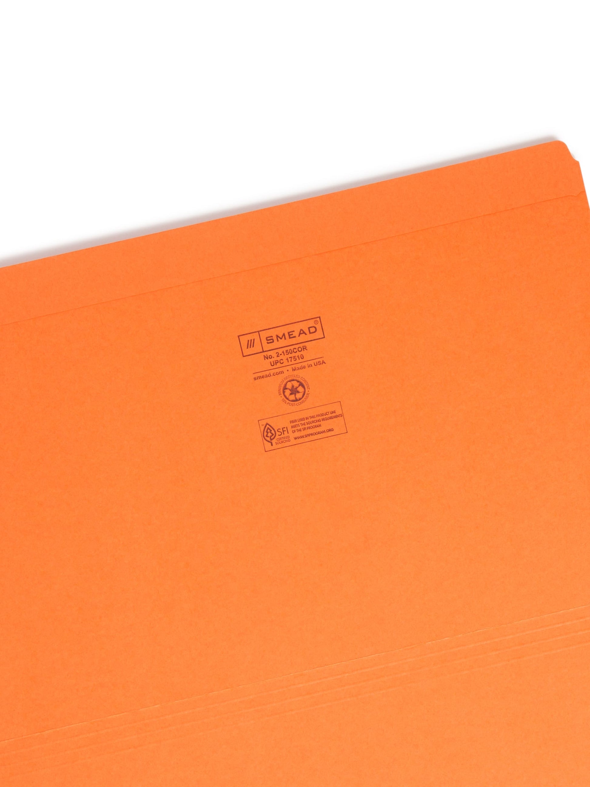 Reinforced Tab File Folders, Straight-Cut Tab, Orange Color, Legal Size, Set of 100, 086486175104