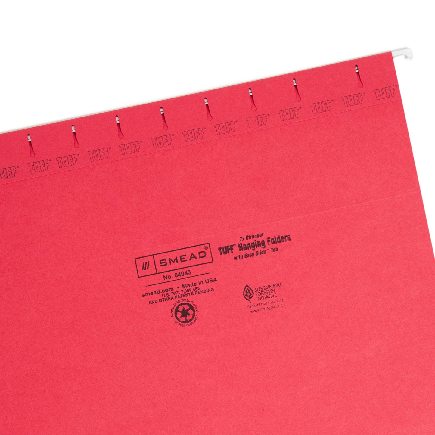 TUFF® Hanging File Folders with Easy Slide® Tabs, Red Color, Letter Size, Set of 1, 086486640435