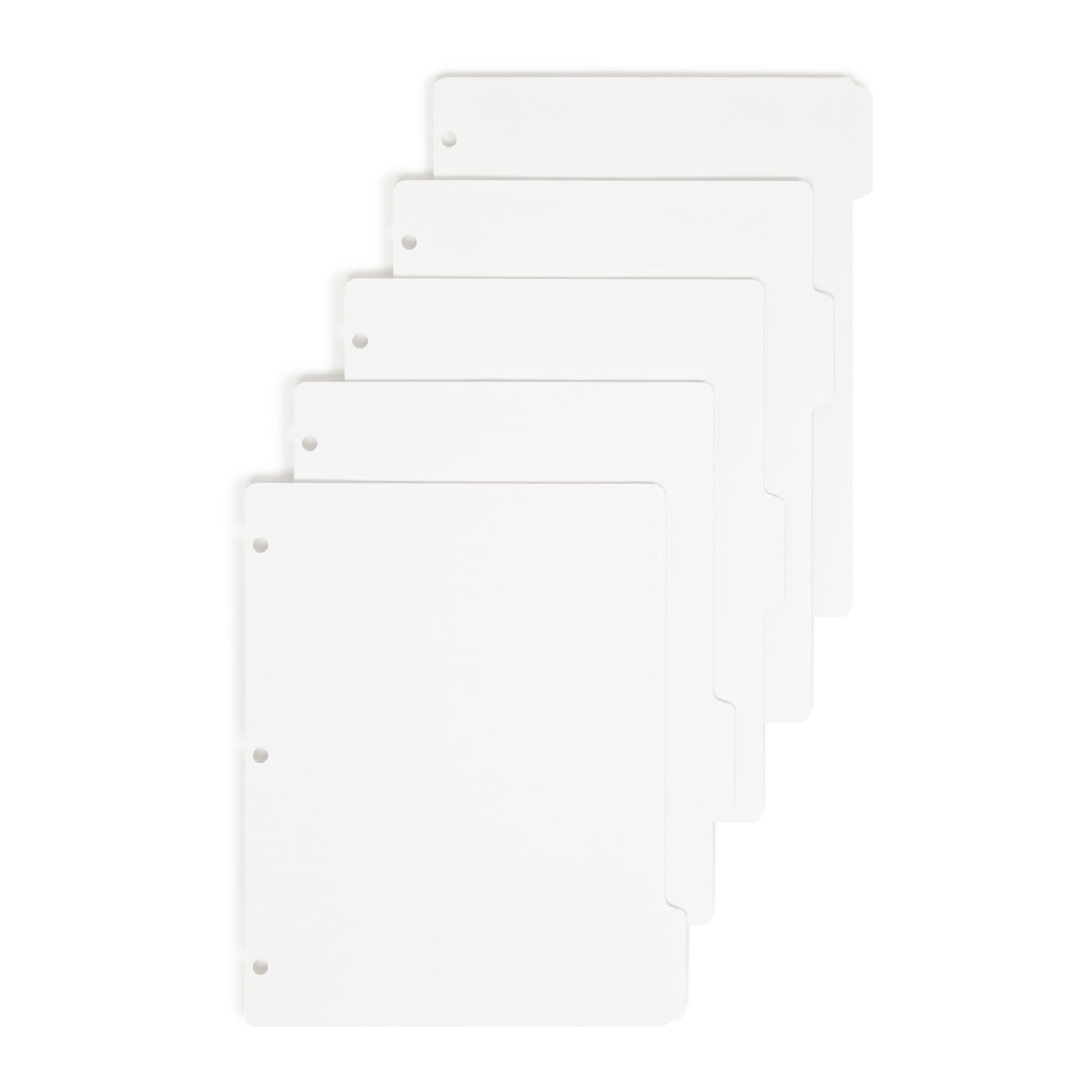 Three-Ring Binder Index Dividers, 20 Sets of 5 Dividers Each, 1/5-Cut Tabs, White Color, Letter Size, Set of 5, 30086486894150